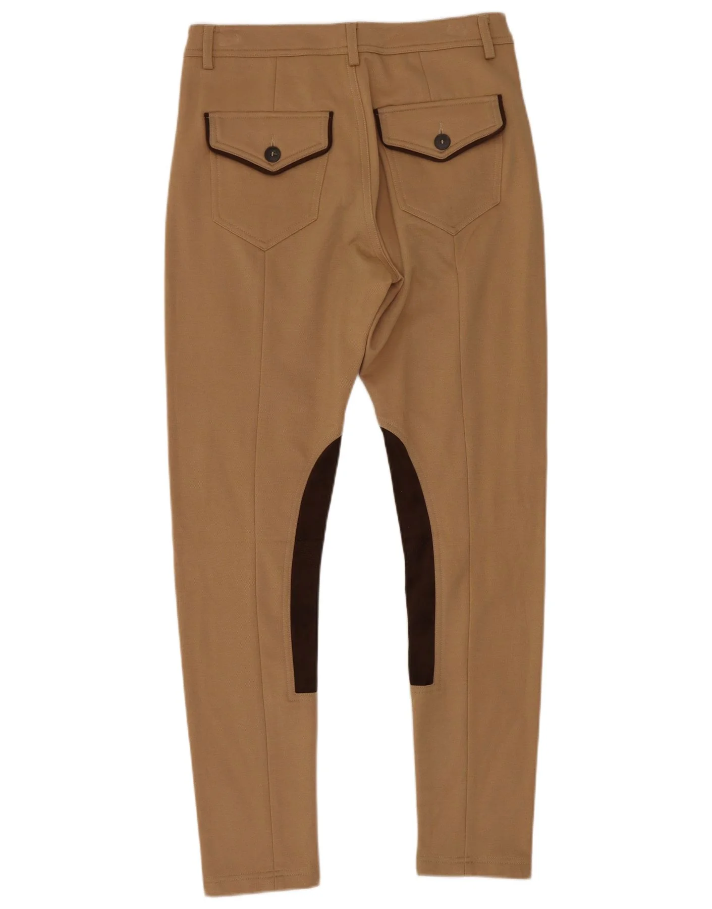 Benetton Womens Riding Skinny Trousers UK 8 Small W26 L27 Beige Colourblock - Image 2