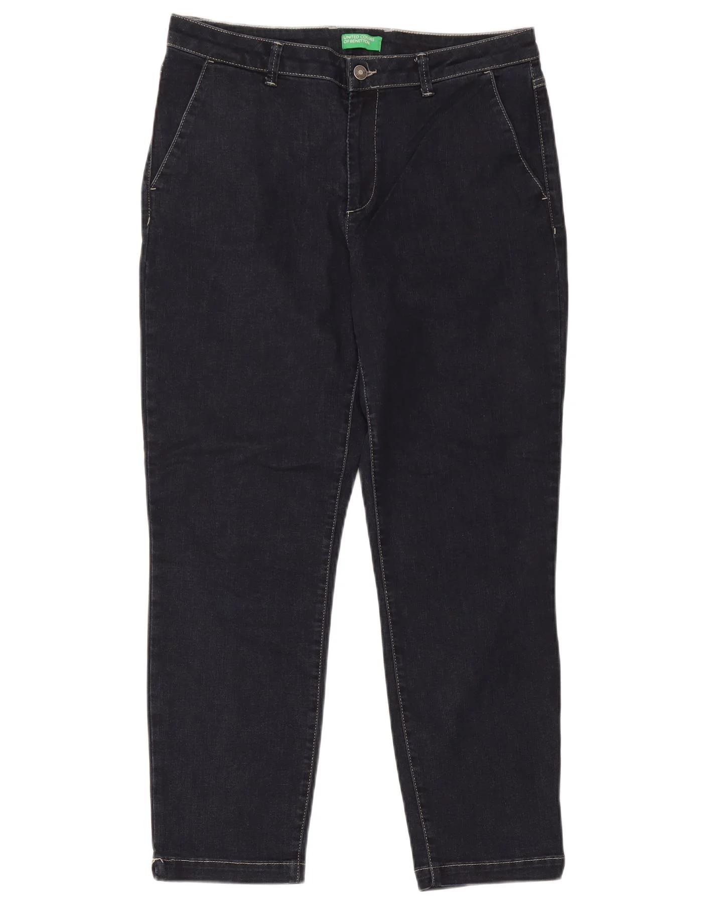 Benetton Womens Scarlett-Chino Tapered Jeans W34 L27 Navy Blue