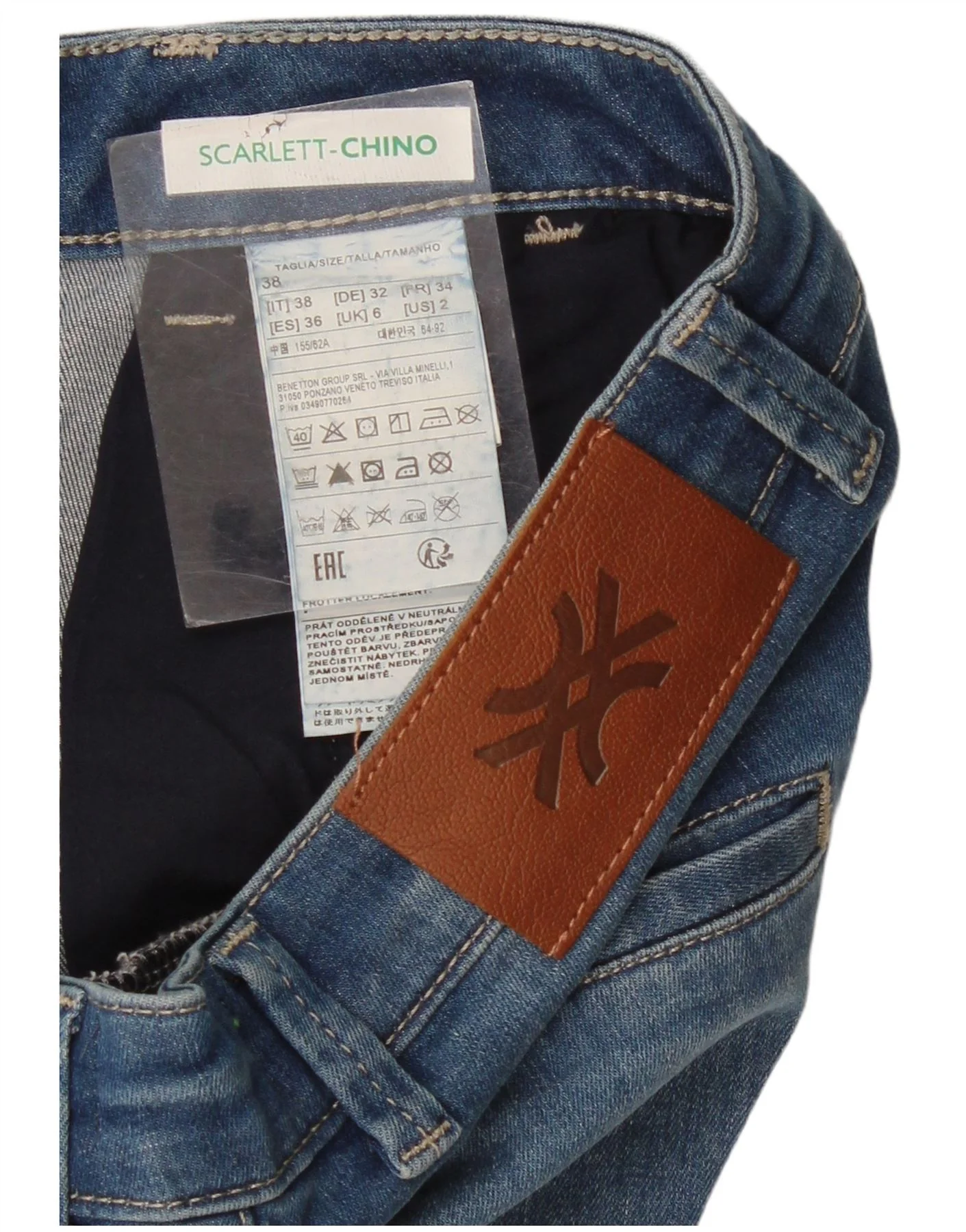 Benetton Womens Scarlett Straight Jeans UK 6 XS W26 L27 Blue Cotton - Image 3