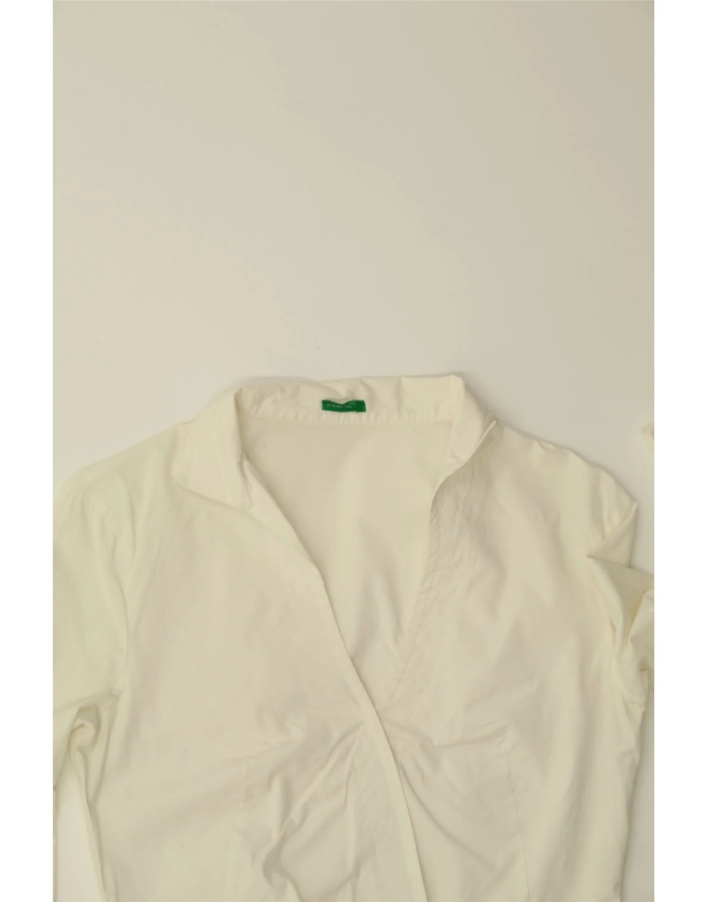 BENETTON Womens Shirt Blouse UK 12 Medium White Cotton - Image 5