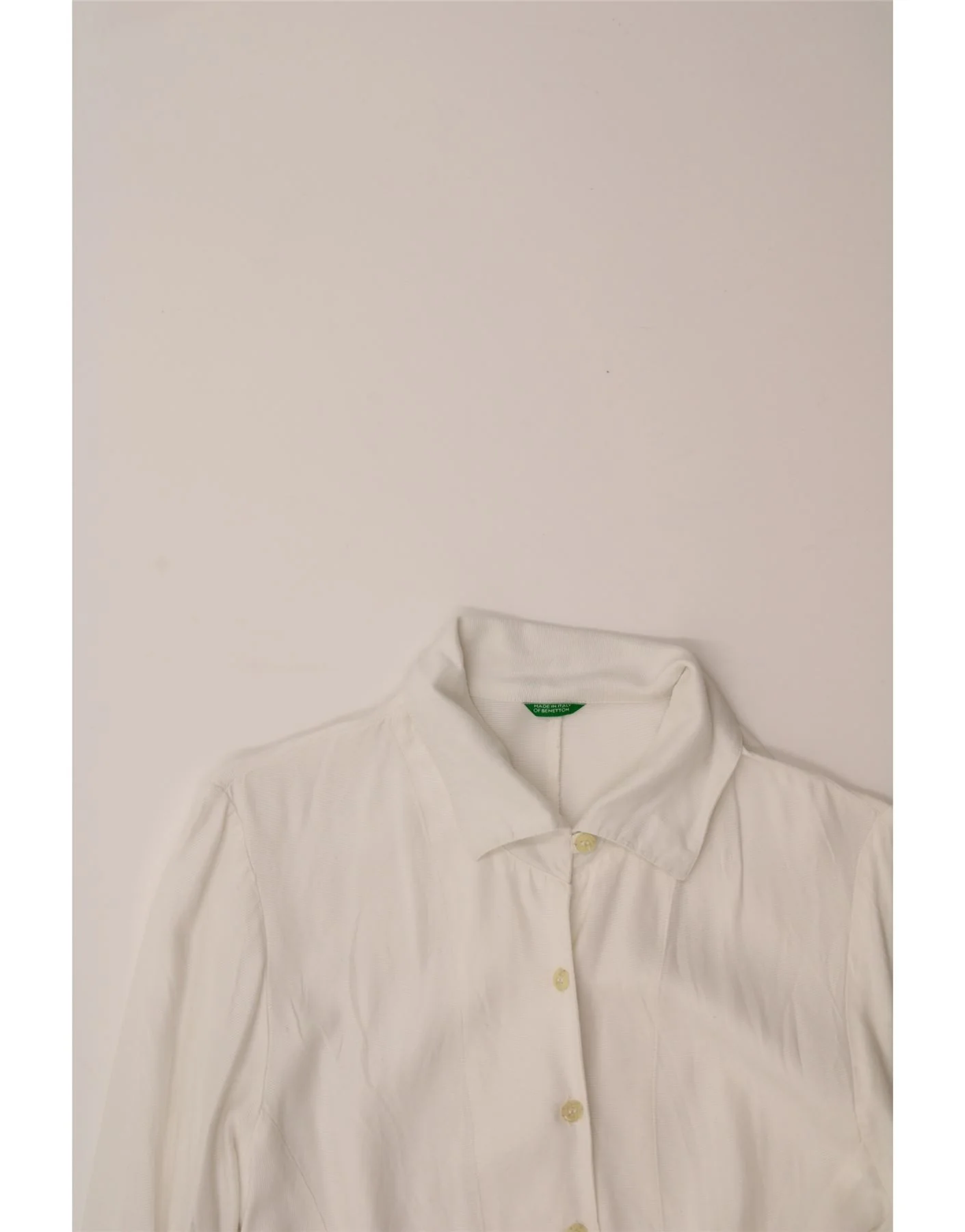 BENETTON Womens Shirt Blouse UK 12 Medium White Viscose - Image 3