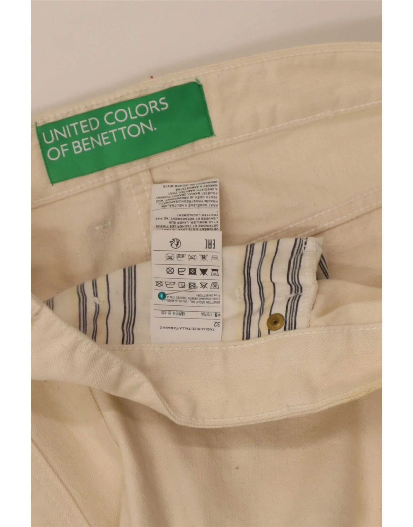 Benetton Womens Straight Casual Trousers W32 L32 Beige Cotton - Image 5