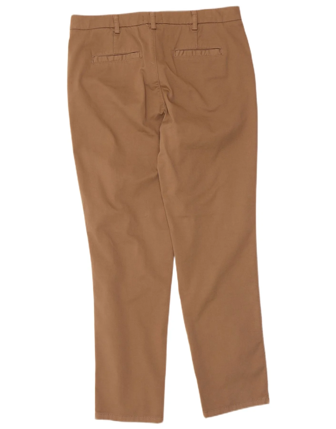 Benetton Womens Straight Chino Trousers UK 12 Medium W32 L28 Beige Cotton - Image 2