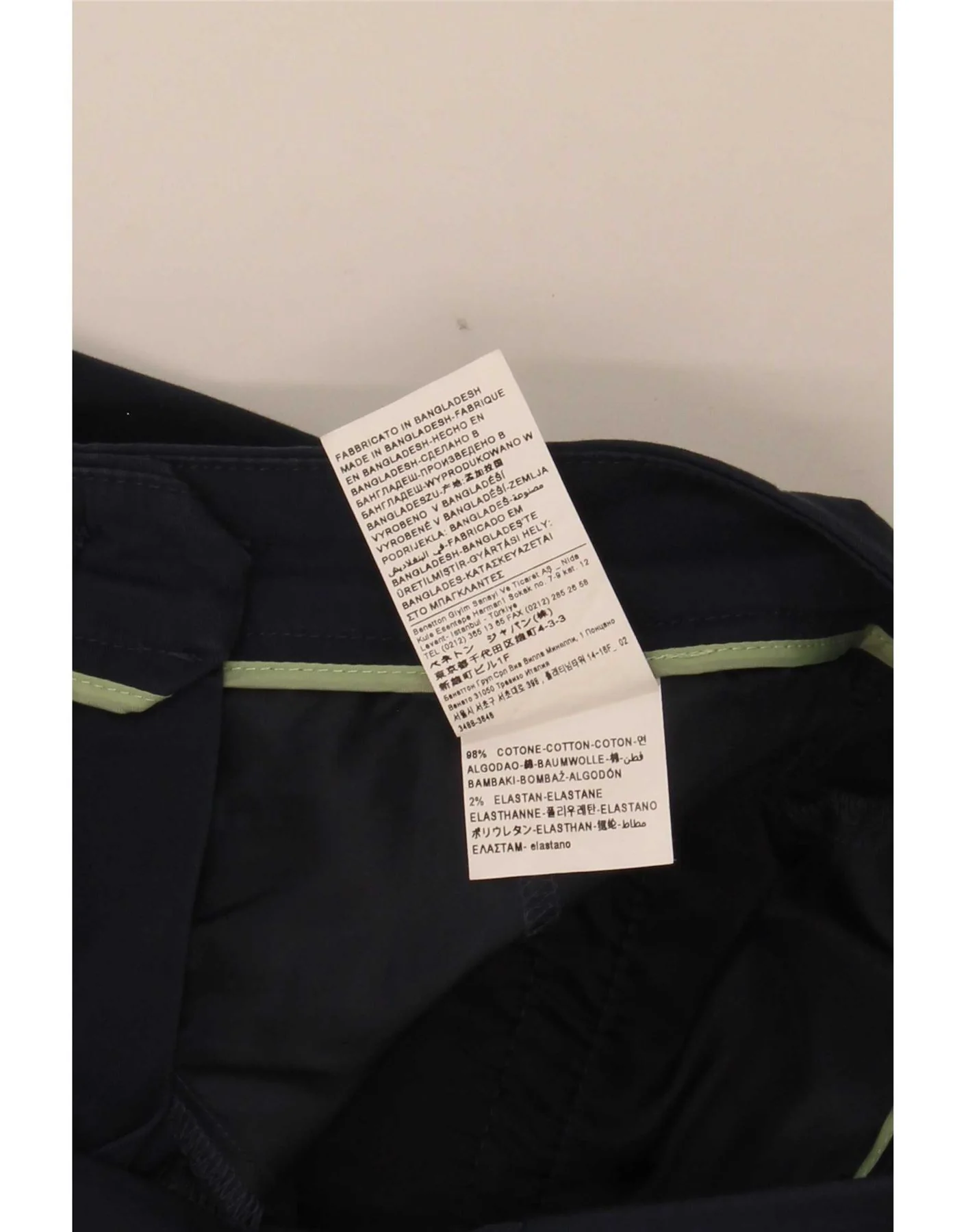 Benetton Womens Straight Chino Trousers UK 8 Small W28 L31 Navy Blue Cotton - Image 3
