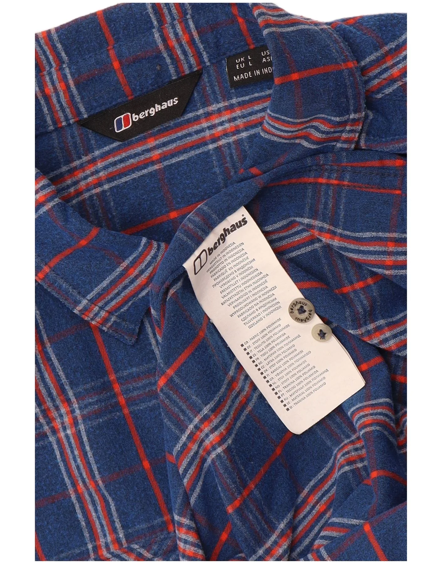 Berghaus Mens Flannel Shirt Large Blue Check Polyamide - Image 3