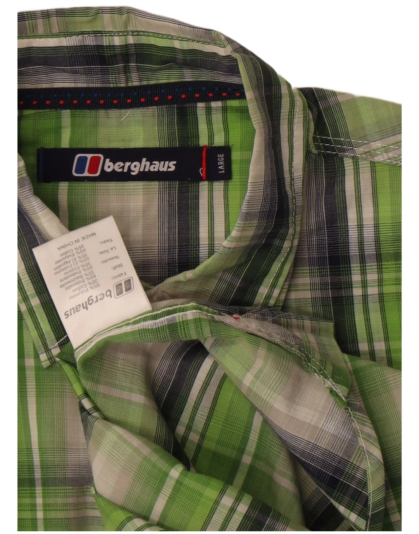 Berghaus Mens Short Sleeve Shirt Large Green Check Polyester - Image 3