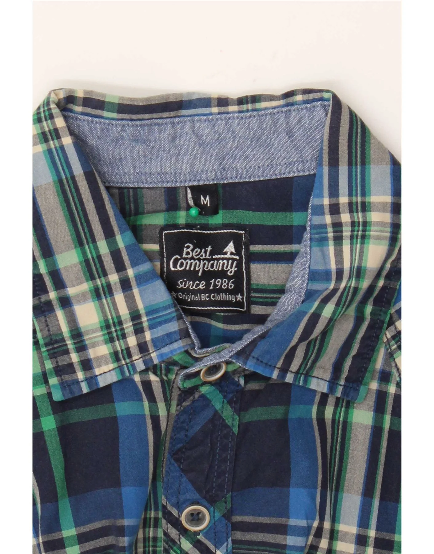 Best Company Mens Short Sleeve Shirt Medium Blue Check - Image 3