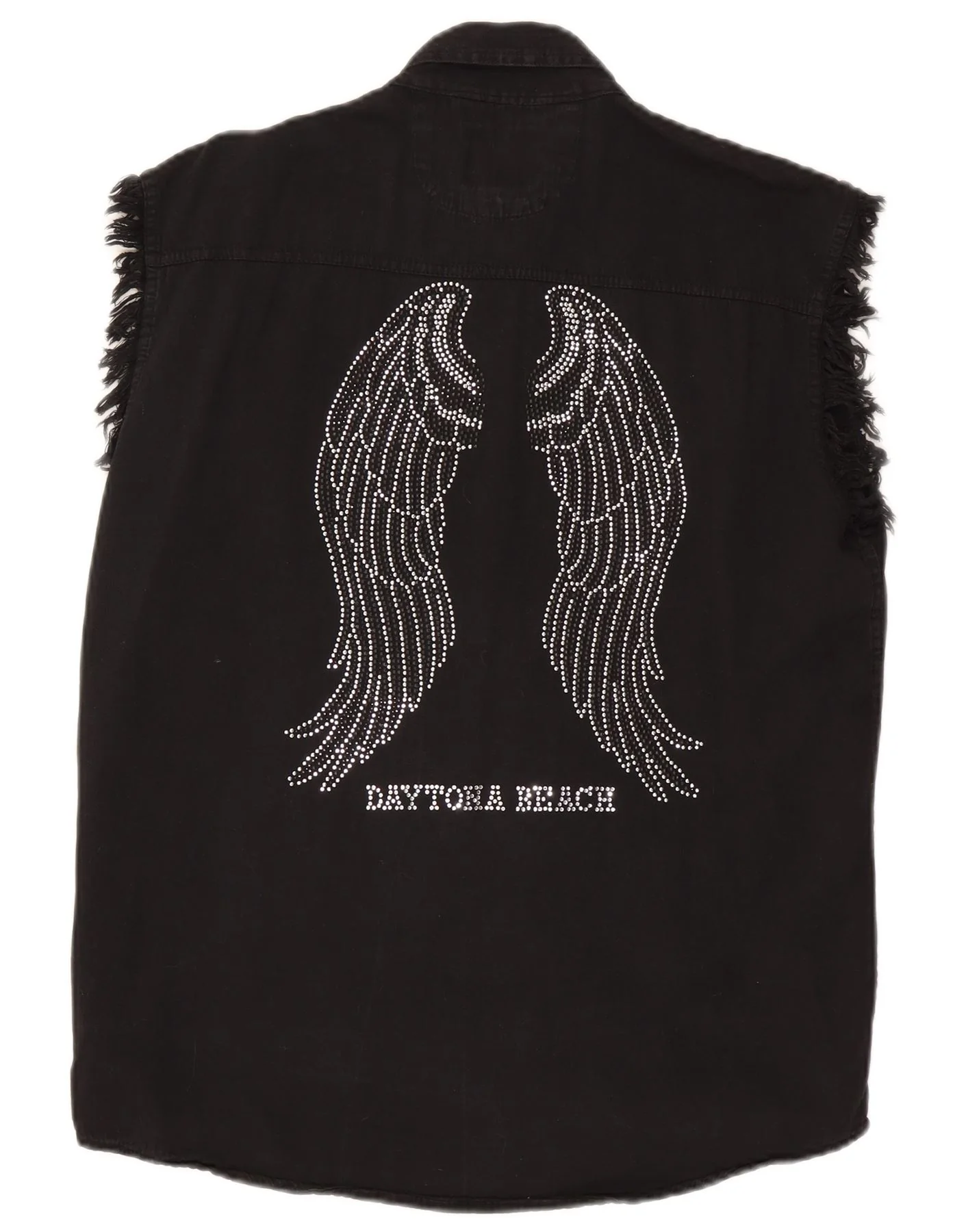 Bikers Womens Graphic Sleeveless Denim Shirt UK 16 Large Black Cotton - Image 2
