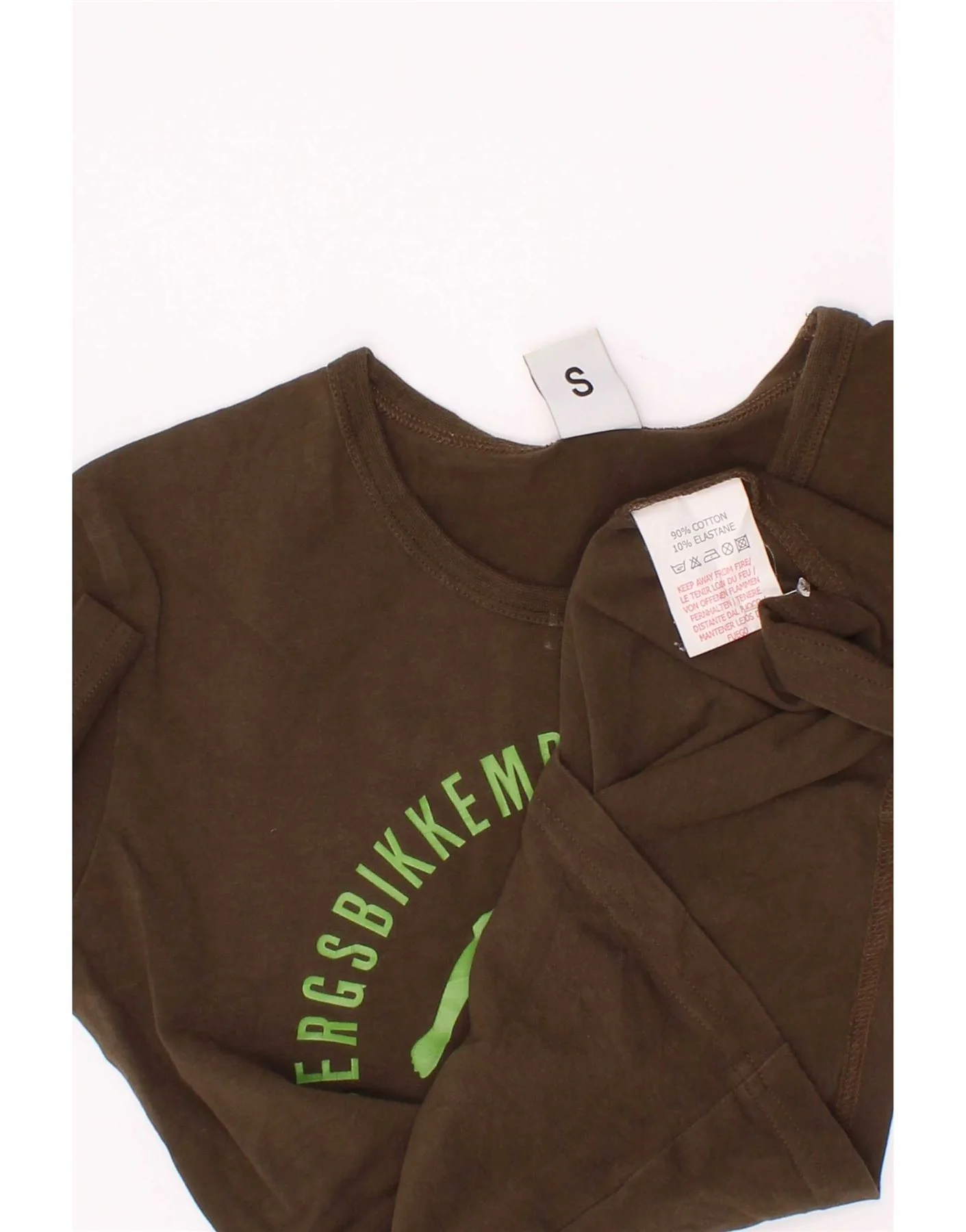 Bikkembergs Boys Graphic T-Shirt Top 11-12 Years Small Khaki Cotton - Image 3