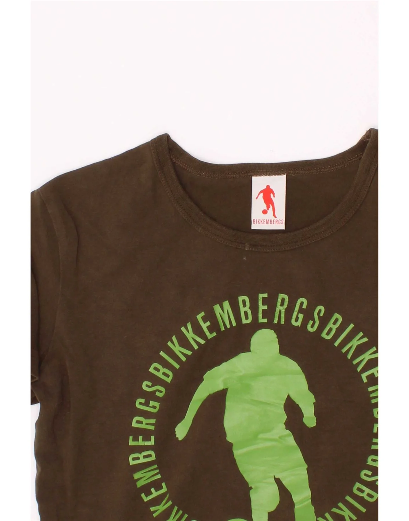 Bikkembergs Boys Graphic T-Shirt Top 11-12 Years Small Khaki Cotton - Image 4