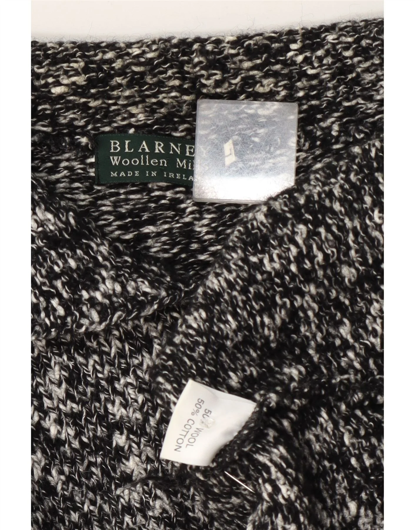 Blarney Womens Cardigan Sweater UK 14 Large Black Flecked Wool - Image 3
