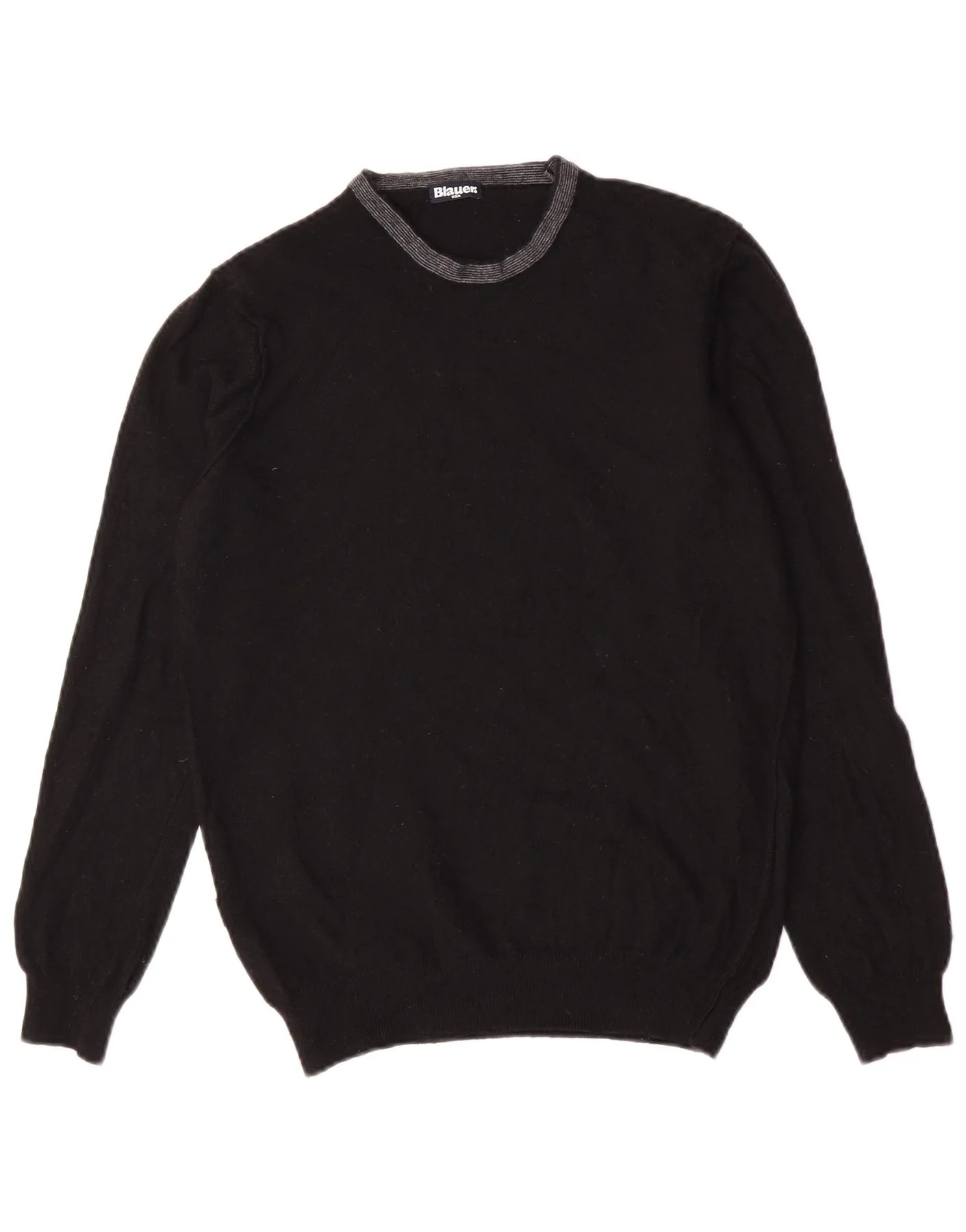 Blauer Mens Crew Neck Jumper Sweater Medium Black