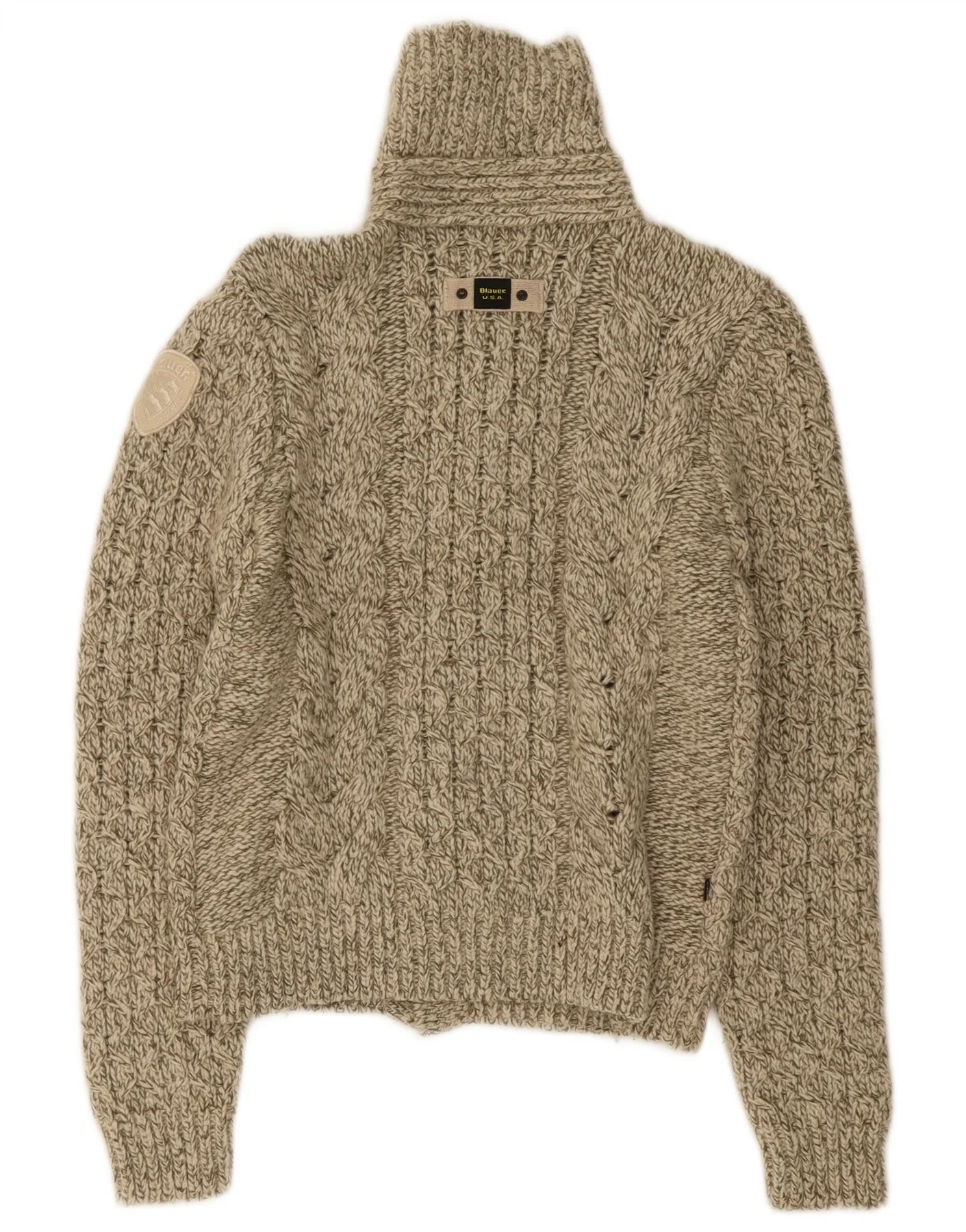 Blauer Womens Cardigan Sweater UK 14 Medium Beige Wool - Image 2