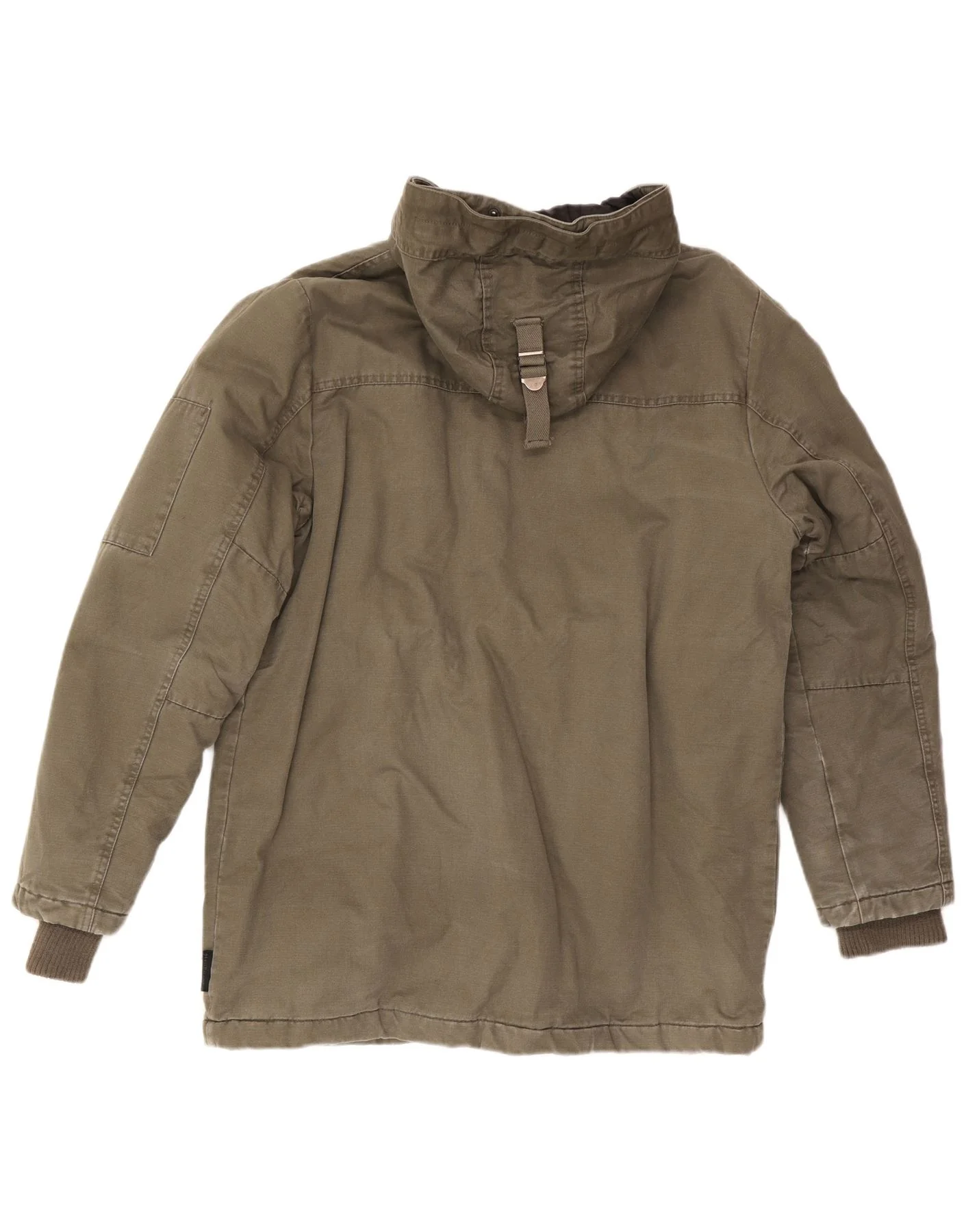 Blend Mens Hooded Parka Jacket UK 40 Large Khaki Cotton - Image 2
