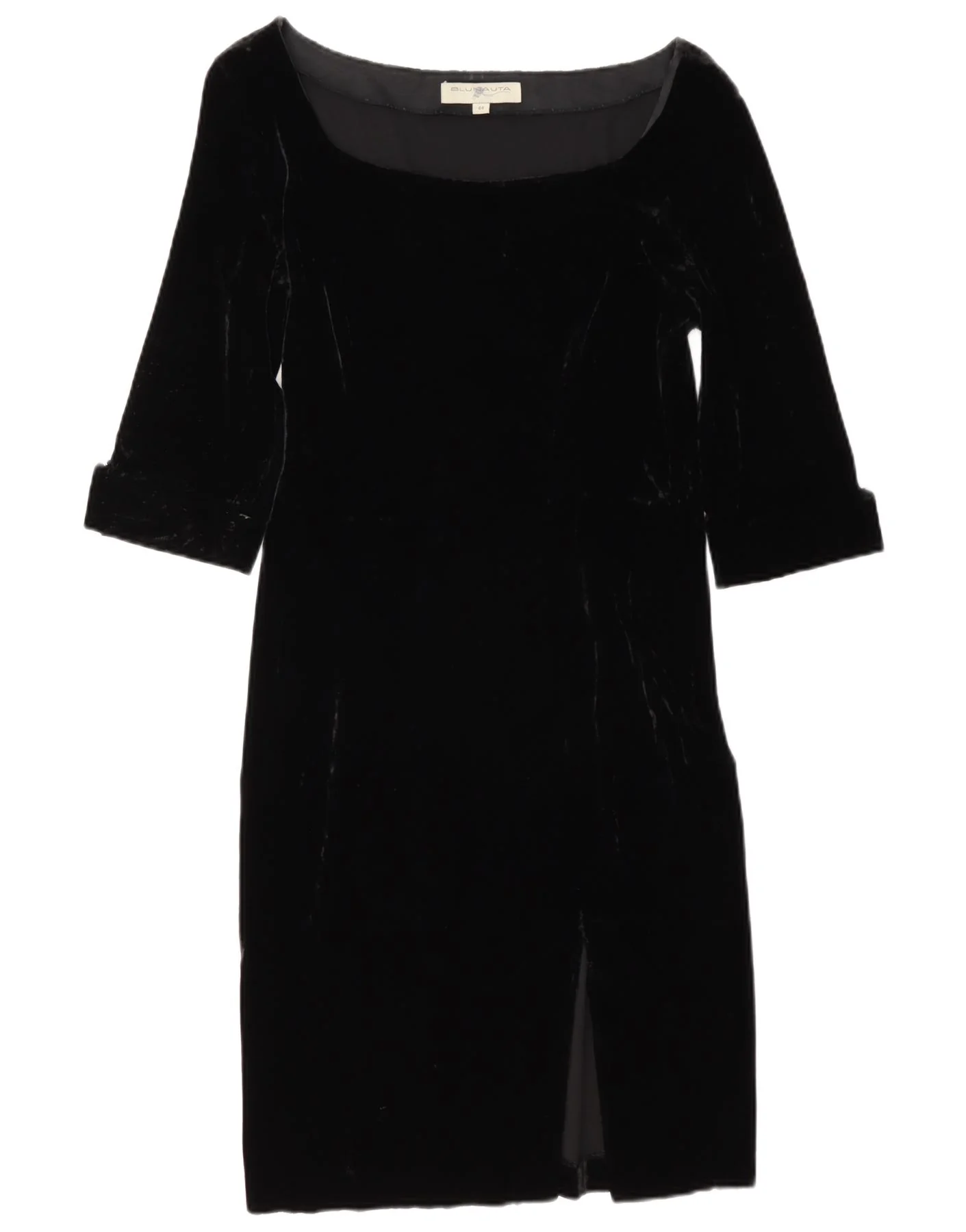 Blunauta Womens Velour 3/4 Sleeve Sheath Dress IT 44 Medium Black Viscose