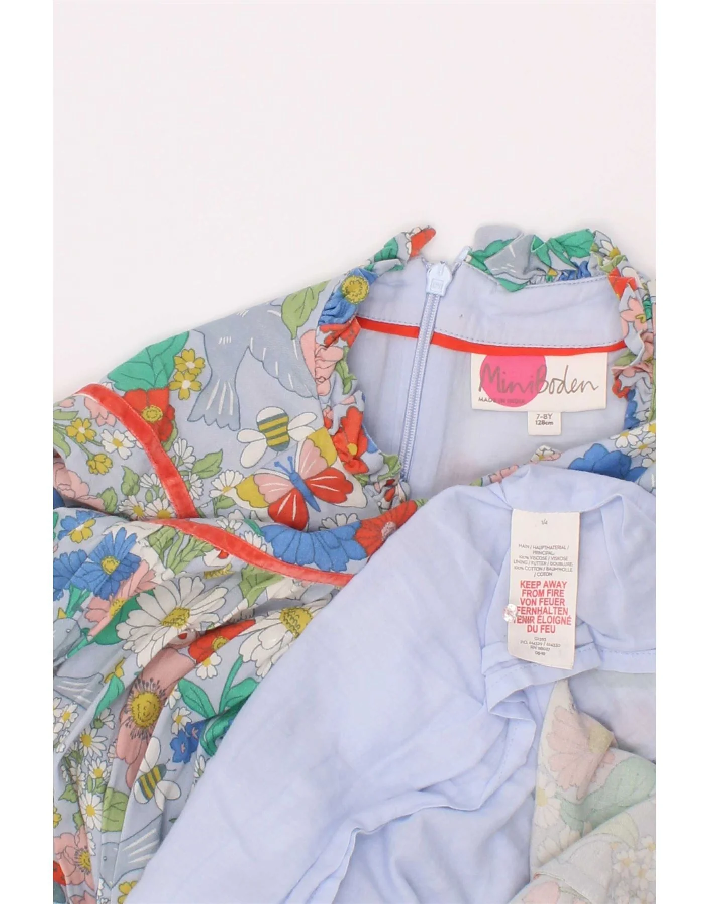 Boden Girls Long Sleeve A-Line Dress 7-8 Years Multicoloured Floral Viscose - Image 3