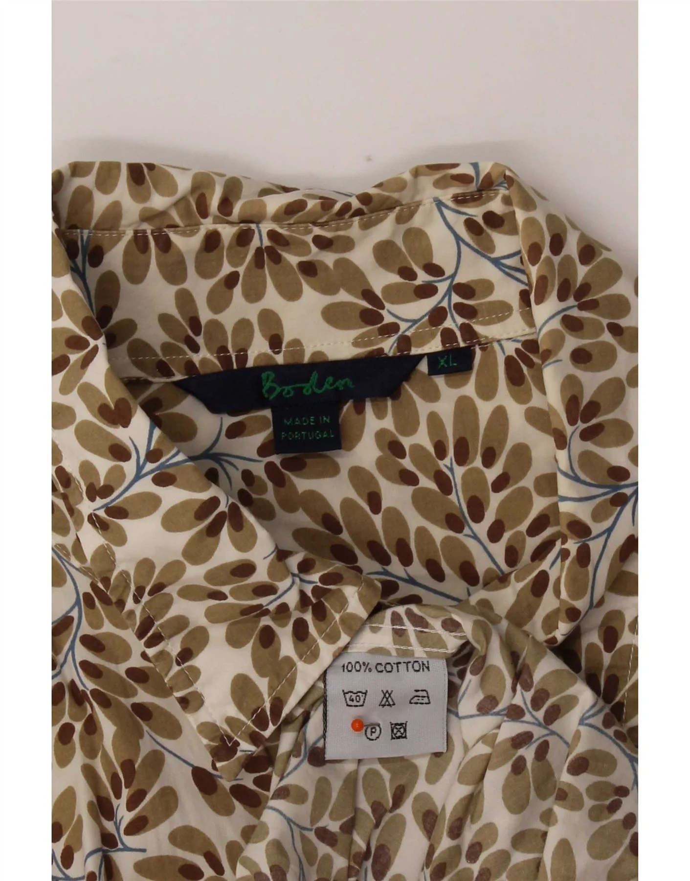 Boden Mens Shirt XL Brown Floral Cotton - Image 3