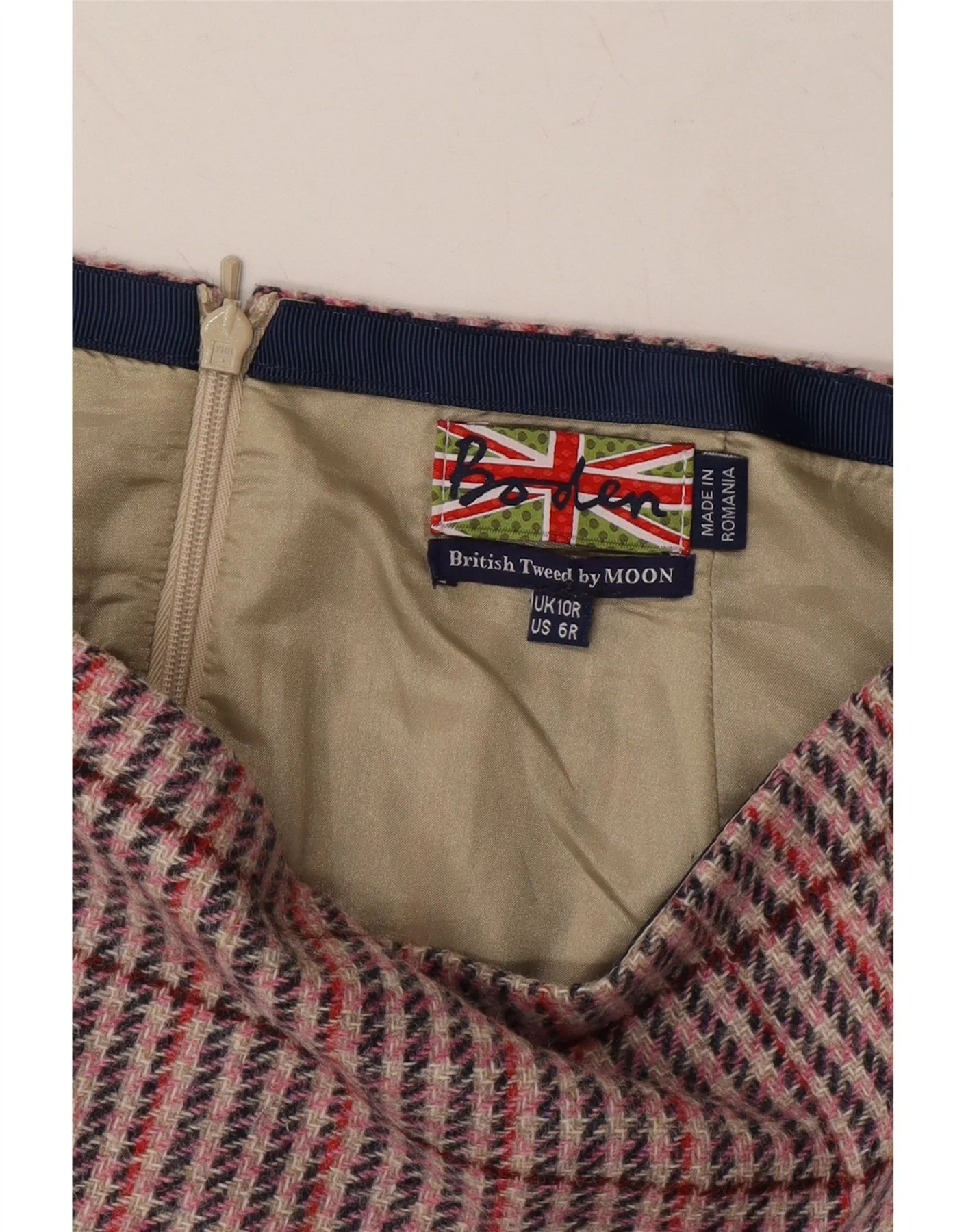 BODEN Womens A-Line Skirt UK 10 Small W30  Pink Check Wool - Image 3