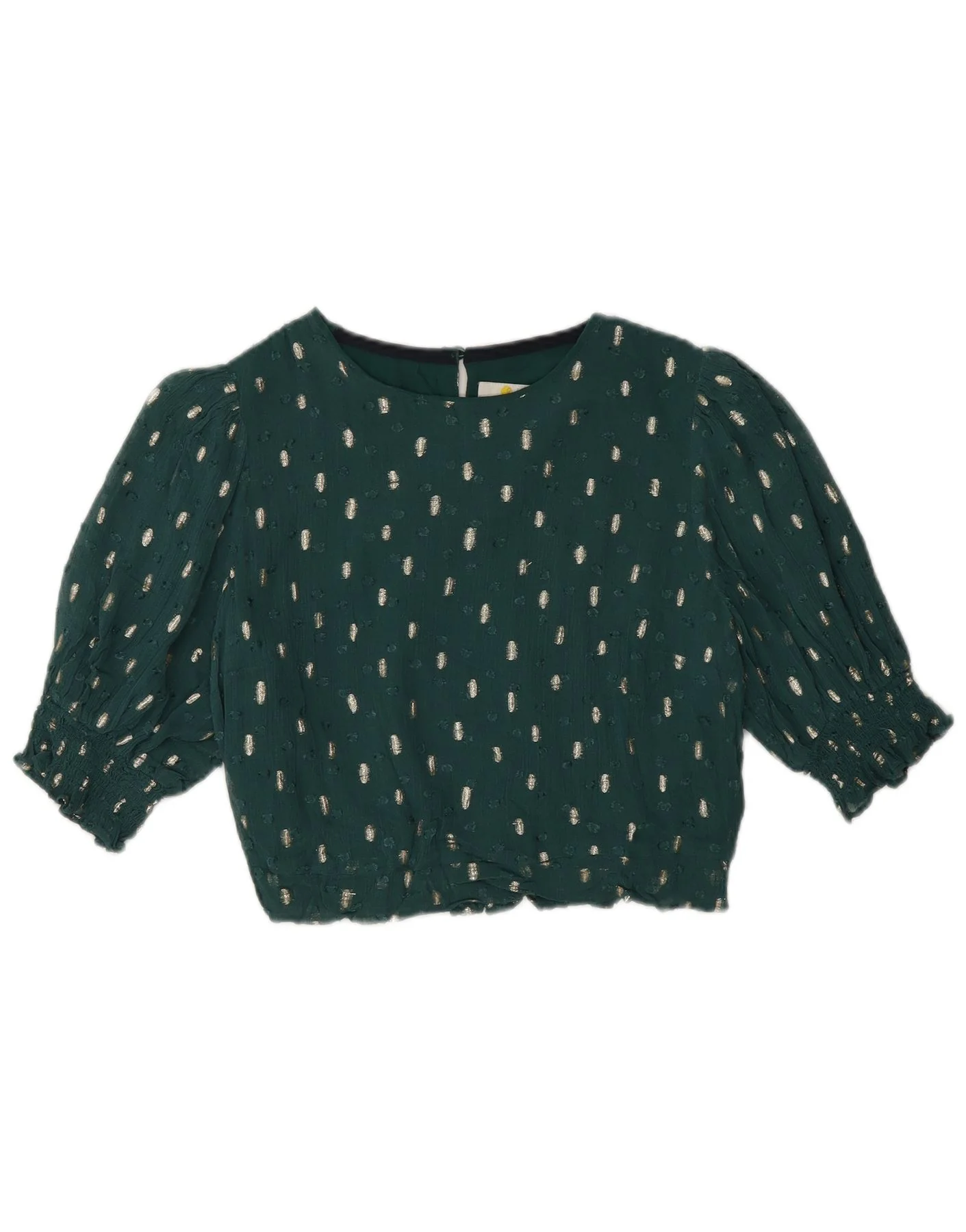 Boden Womens Crop Blouse Top UK 12 Medium Green Flecked Viscose