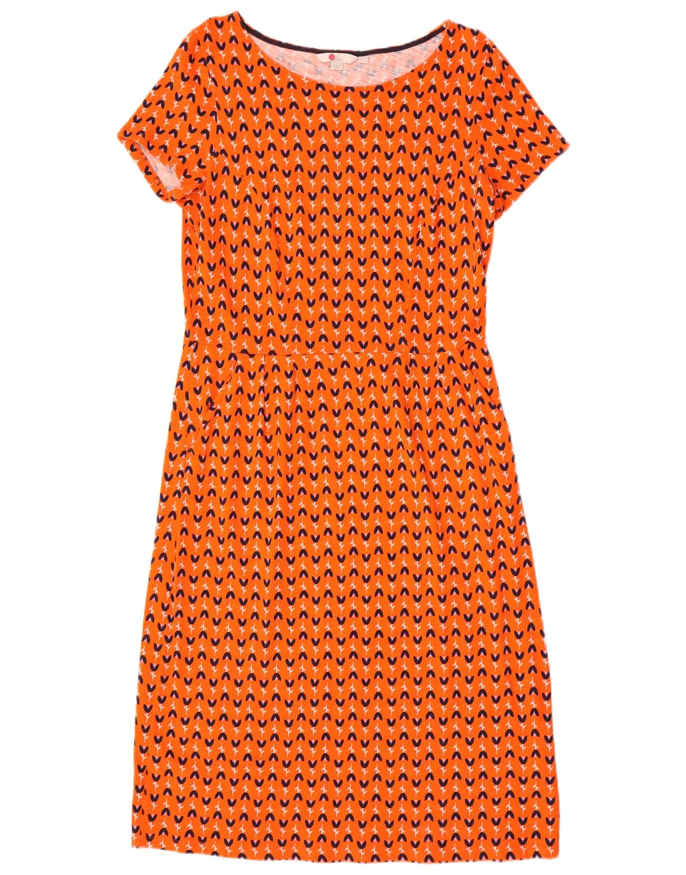 Boden Womens Sheath Dress UK 12 Medium Orange Floral Cotton