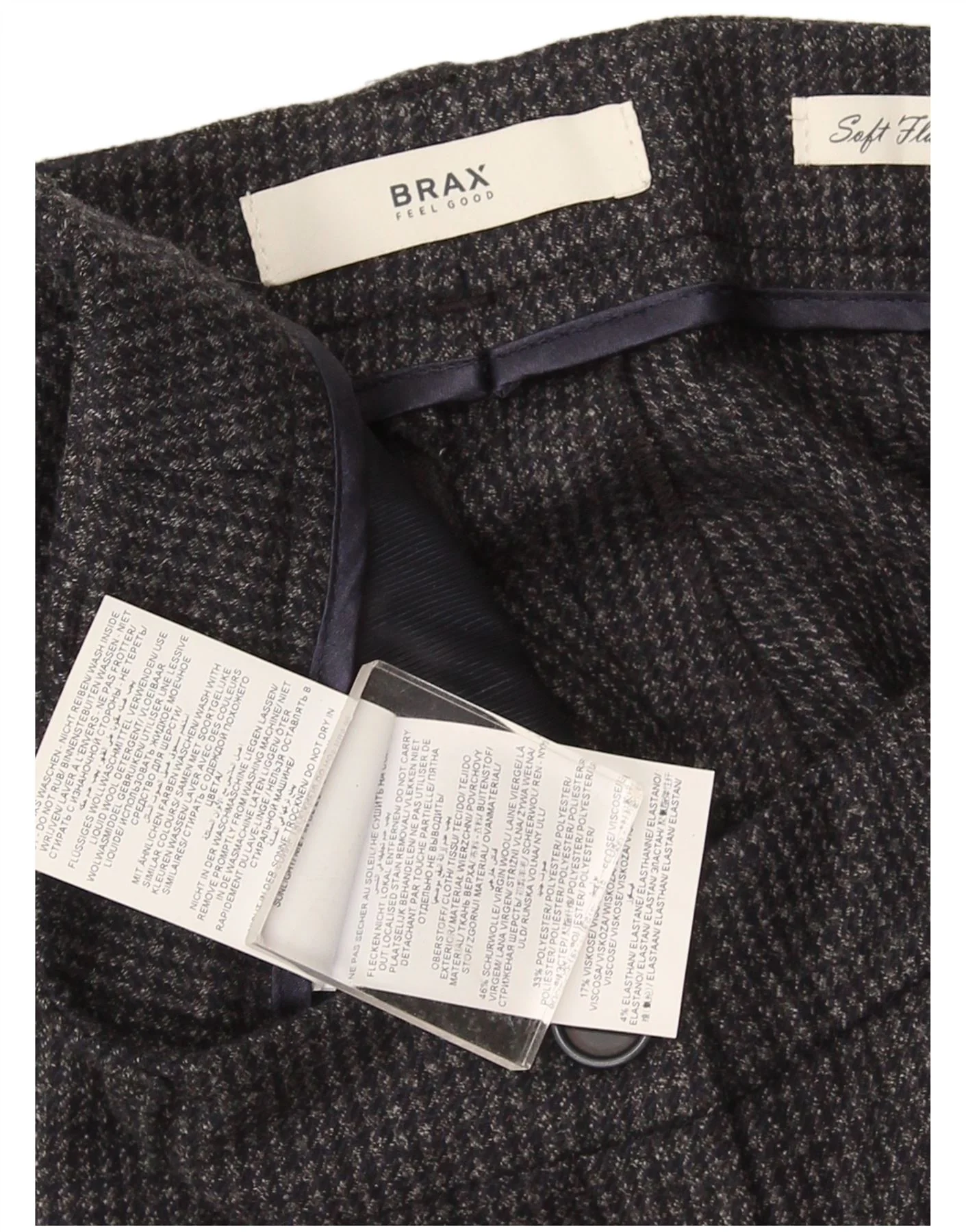 Brax Womens Soft Fit Suit Trousers UK 10 Small W30 L29 Grey Houndstooth - Image 3