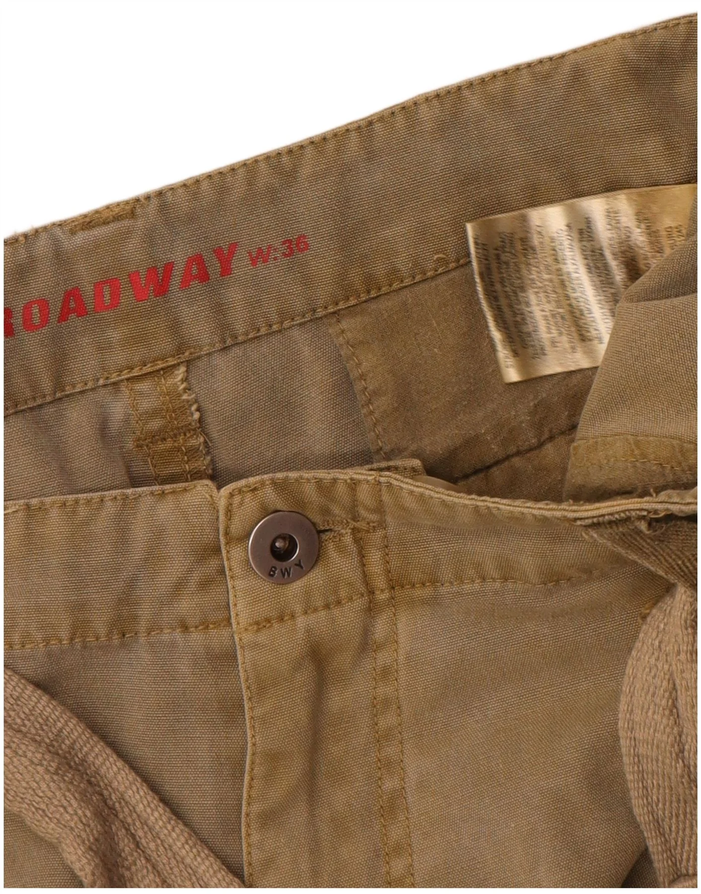 Broadway Mens Cargo Shorts W36 Large Khaki Cotton - Image 3