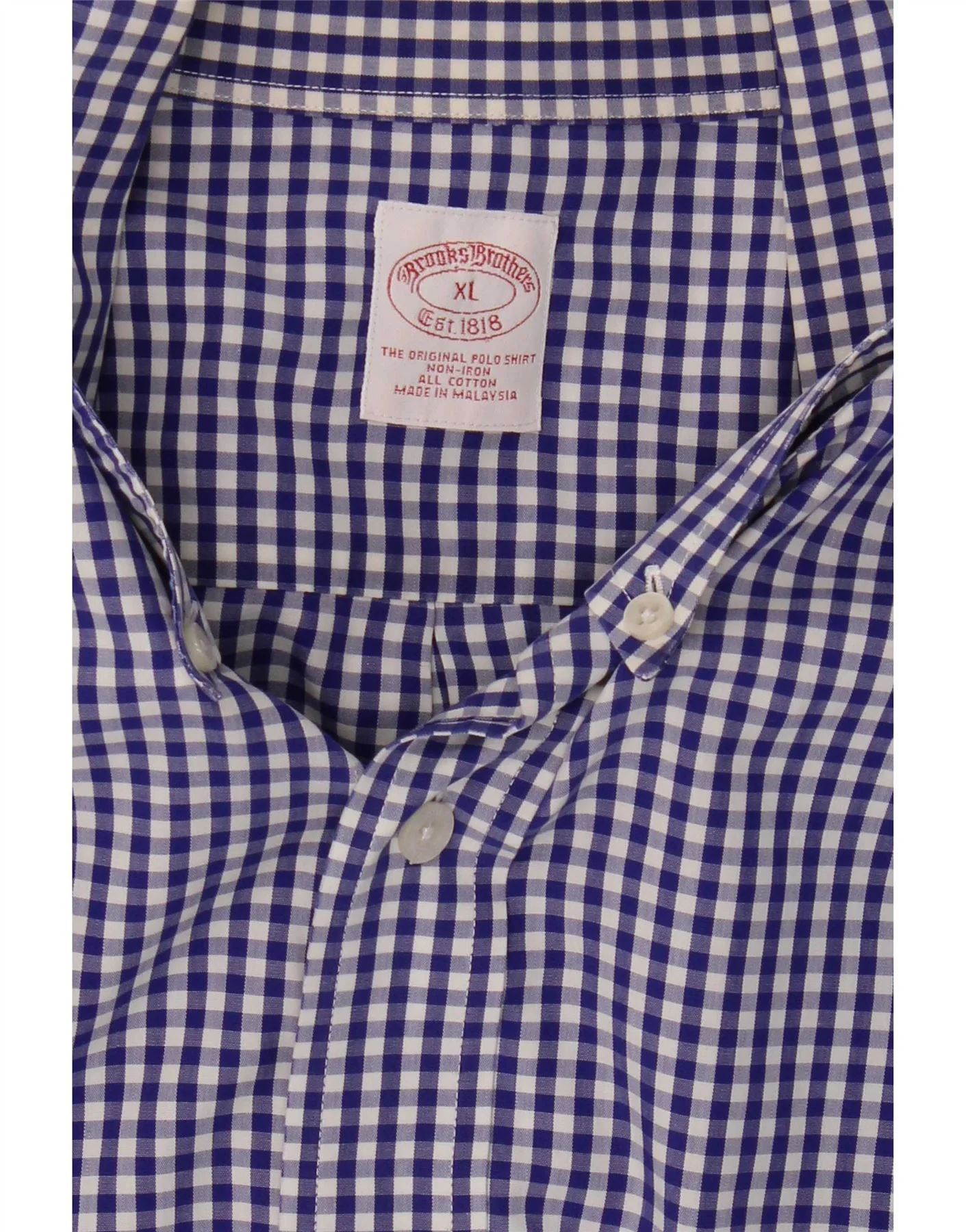Brooks Brothers Mens Shirt XL Blue Gingham Cotton - Image 3
