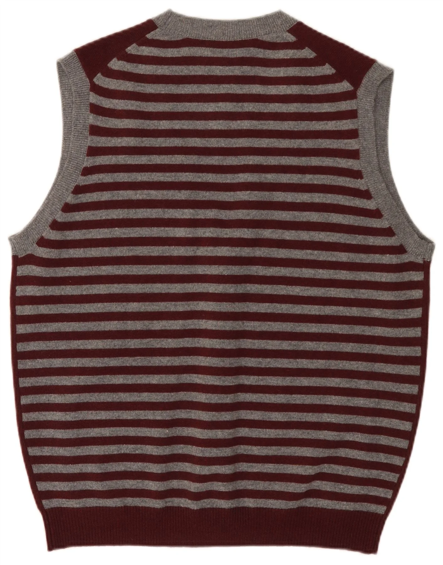 Brooks Brothers Mens Sleeveless Cardigan Sweater Large Burgundy Striped - Image 2
