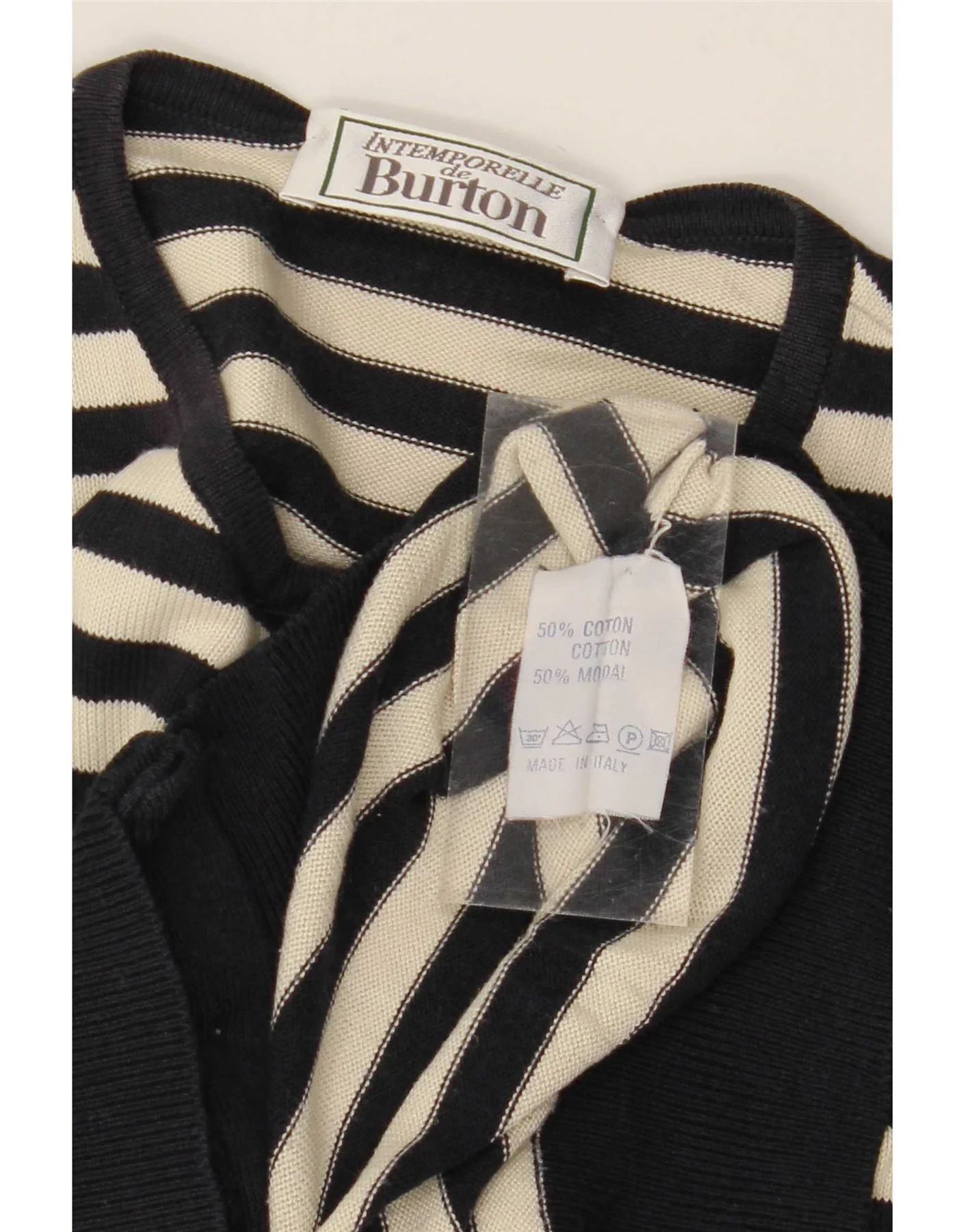 Burton Womens Short Sleeve Cardigan Sweater UK 10 Small Navy Blue Striped - Image 3