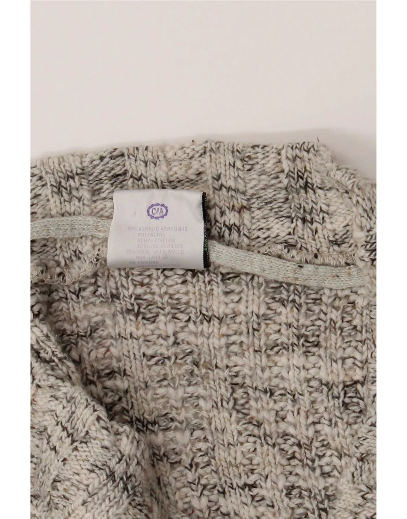 C&A Mens New Fast V-Neck Jumper Sweater Medium Grey Flecked Acrylic - Image 3