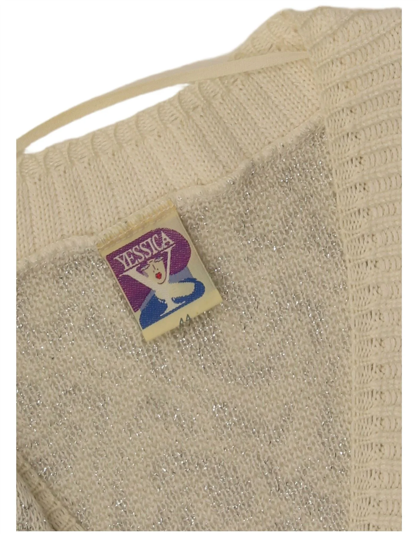 C&A Womens V-Neck Jumper Sweater EU 44 XL Off White Paisley Cotton - Image 5