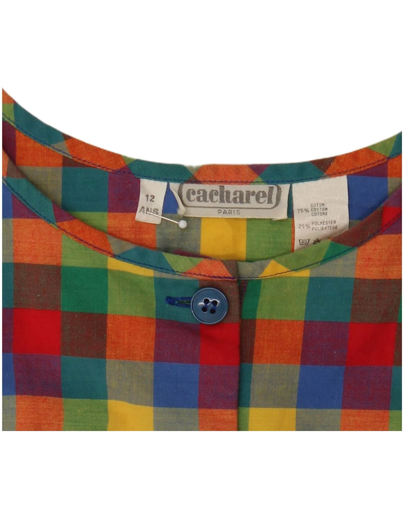 Cacharel Womens Sleeveless A-Line Dress US 12 Large Multicoloured Gingham - Image 3