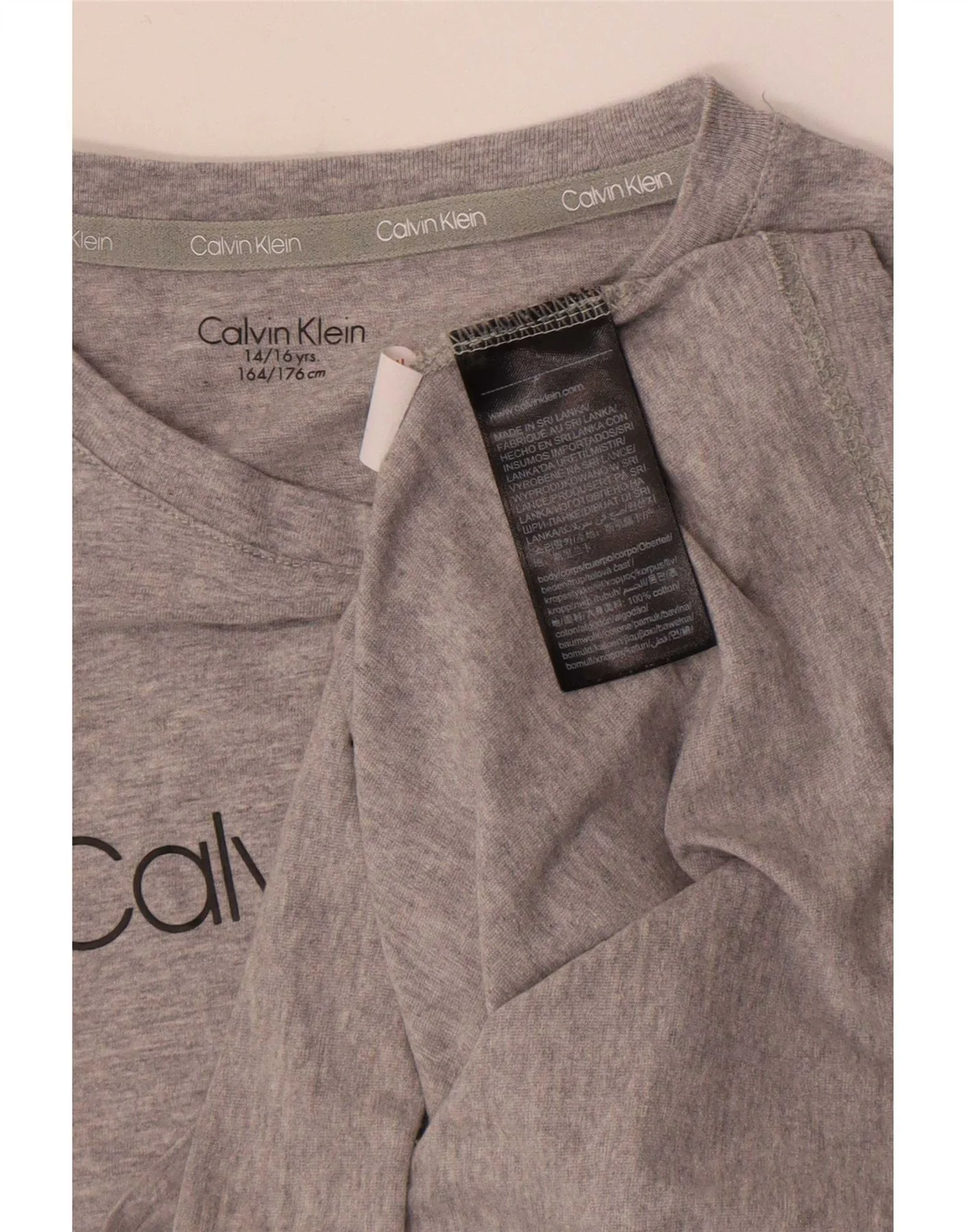 Calvin Klein Boys Regular Graphic Top Long Sleeve 14-15 Years Grey Cotton - Image 3