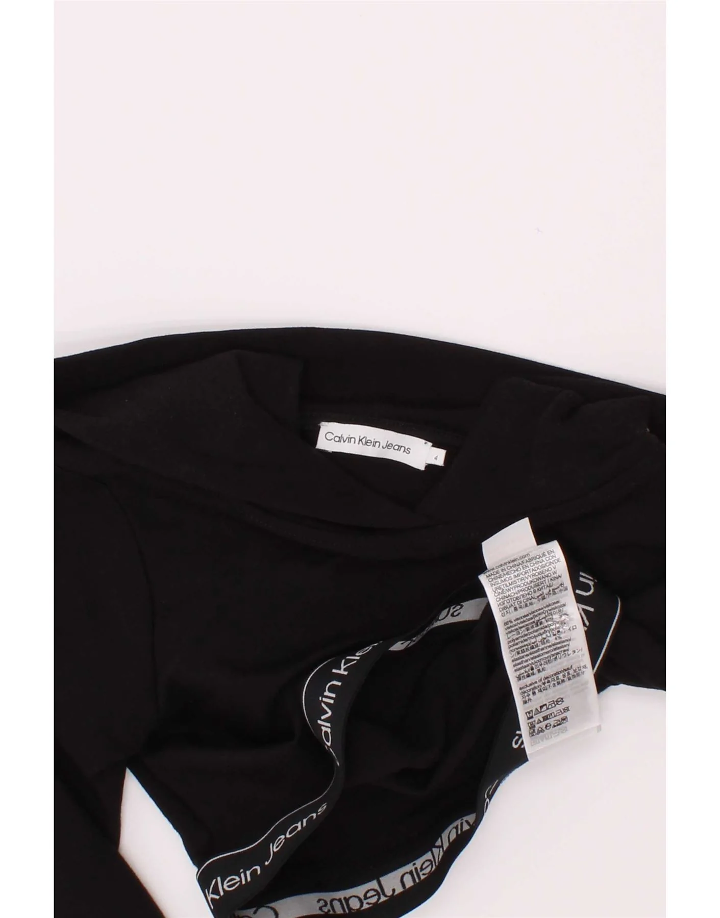 Calvin Klein Girls Crop Graphic Hoodie Jumper 3-4 Years Black Viscose - Image 3