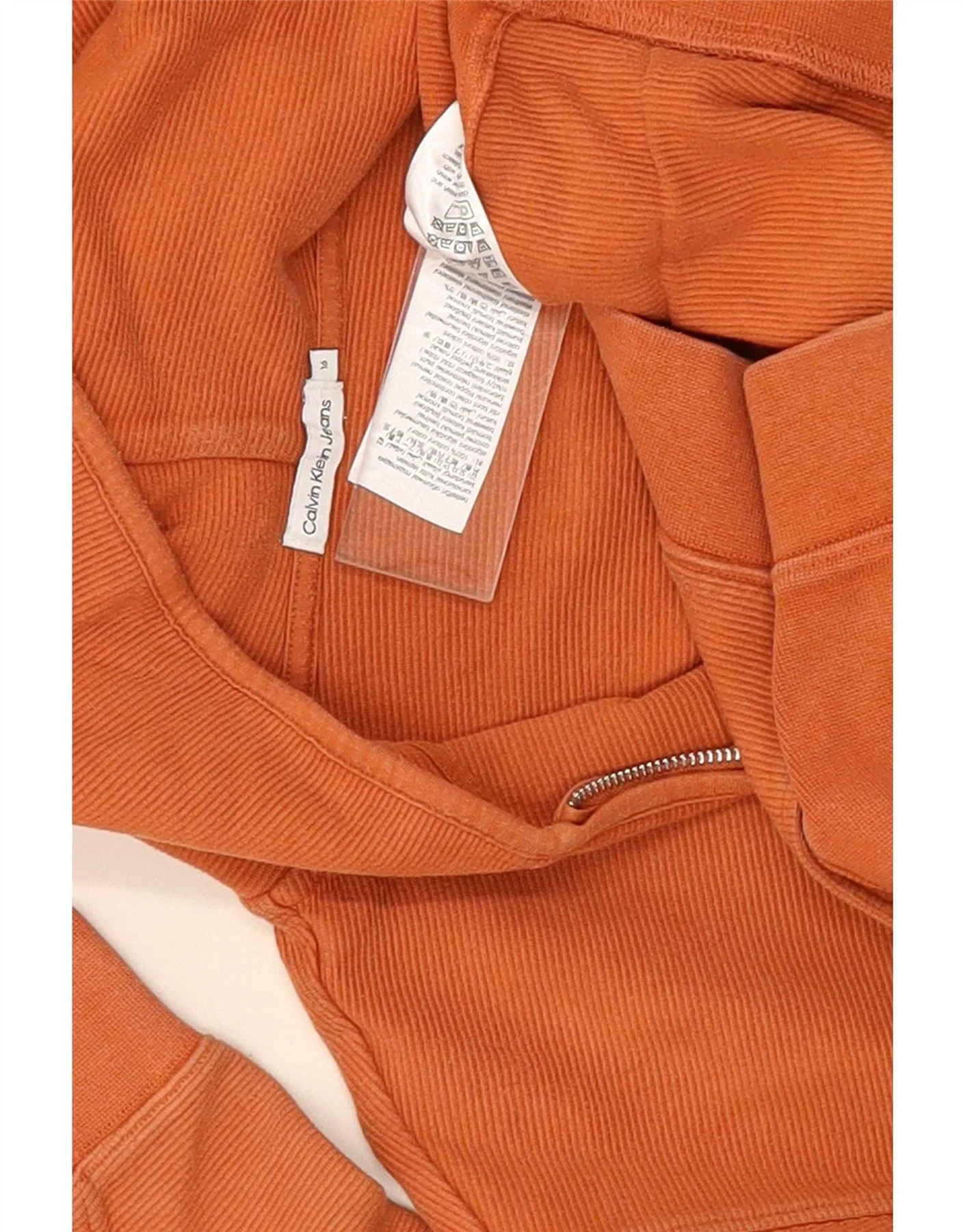 Calvin Klein Girls Zip Hoodie Sweater 15-16 Years Orange Cotton - Image 6