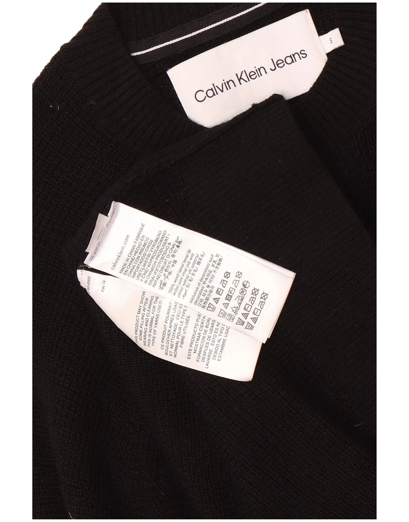 Calvin Klein Jeans Mens Crew Neck Jumper Sweater Small Black Wool - Image 4