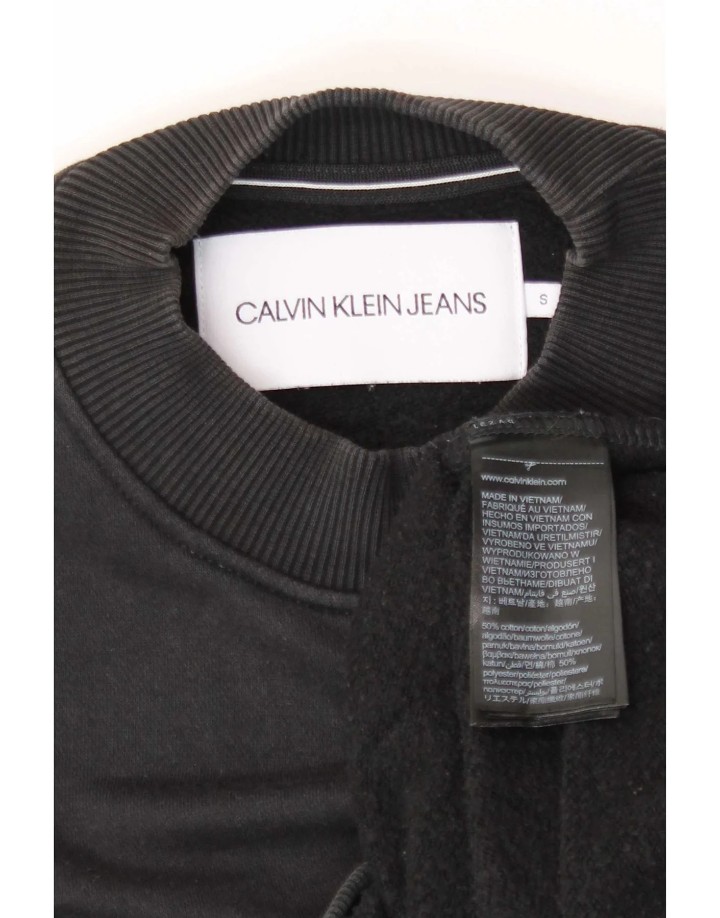 Calvin Klein Jeans Mens Graphic Sweatshirt Jumper Small Black Cotton - Image 3