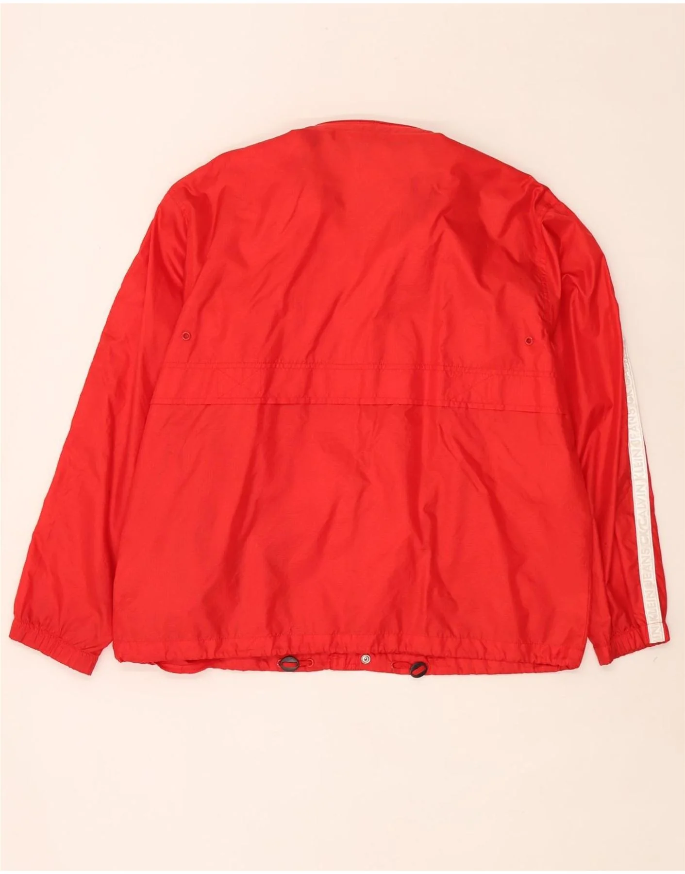 Calvin Klein Jeans Mens Hooded Rain Jacket UK 40 Large Red Colourblock - Image 2