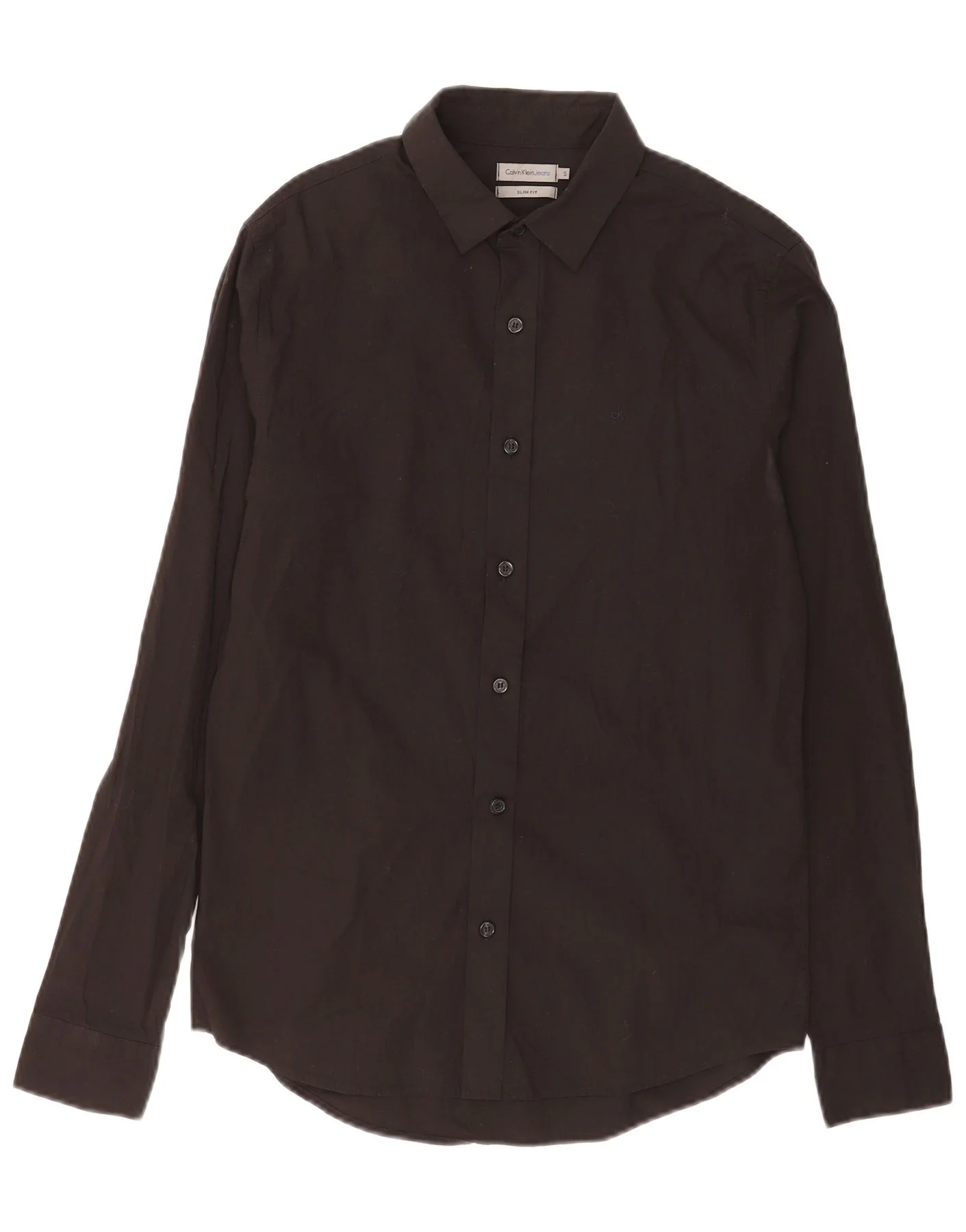 Calvin Klein Jeans Mens Slim Fit Shirt Small Black Cotton