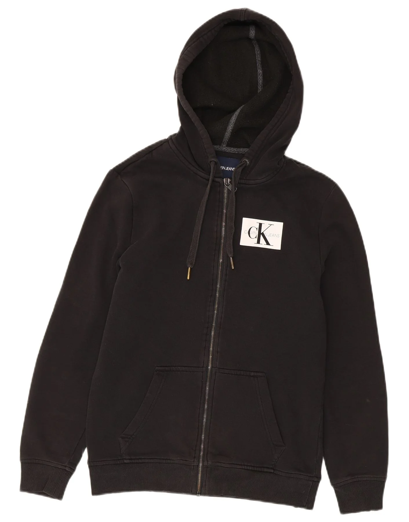 Calvin Klein Jeans Mens Zip Hoodie Sweater Small Black Cotton