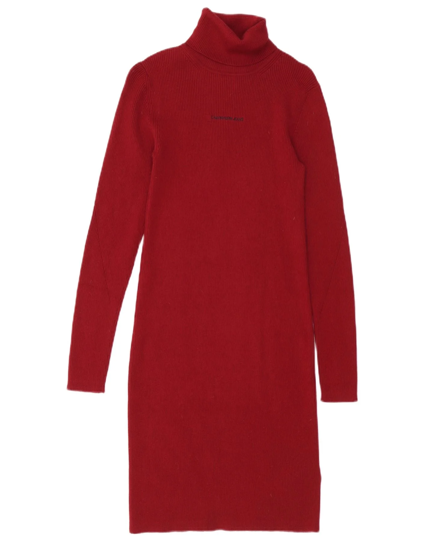 Calvin Klein Jeans Womens Graphic Jumper Dress UK 6 XS Burgundy Polyamide