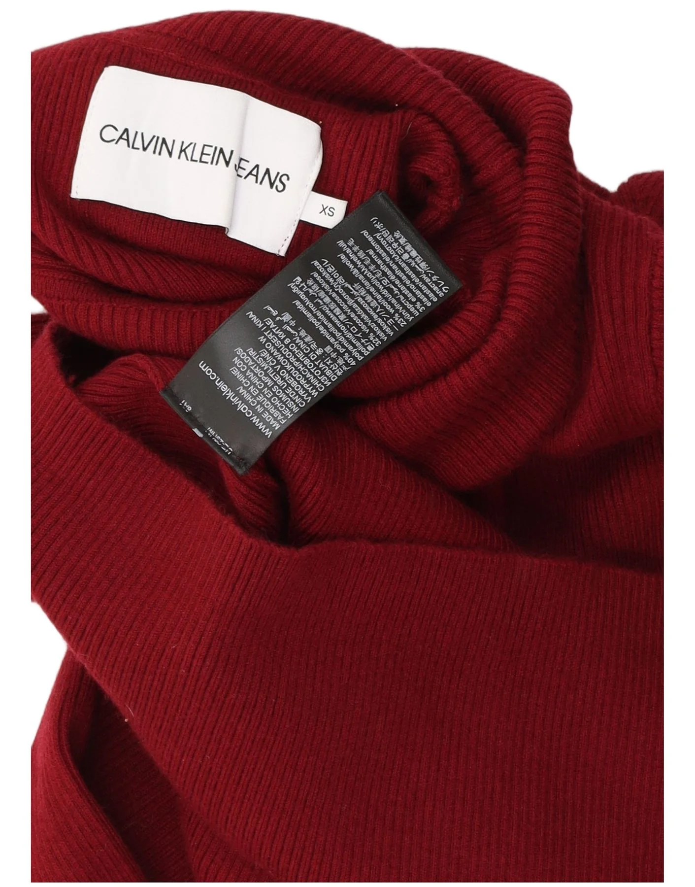 Calvin Klein Jeans Womens Graphic Jumper Dress UK 6 XS Burgundy Polyamide - Image 3