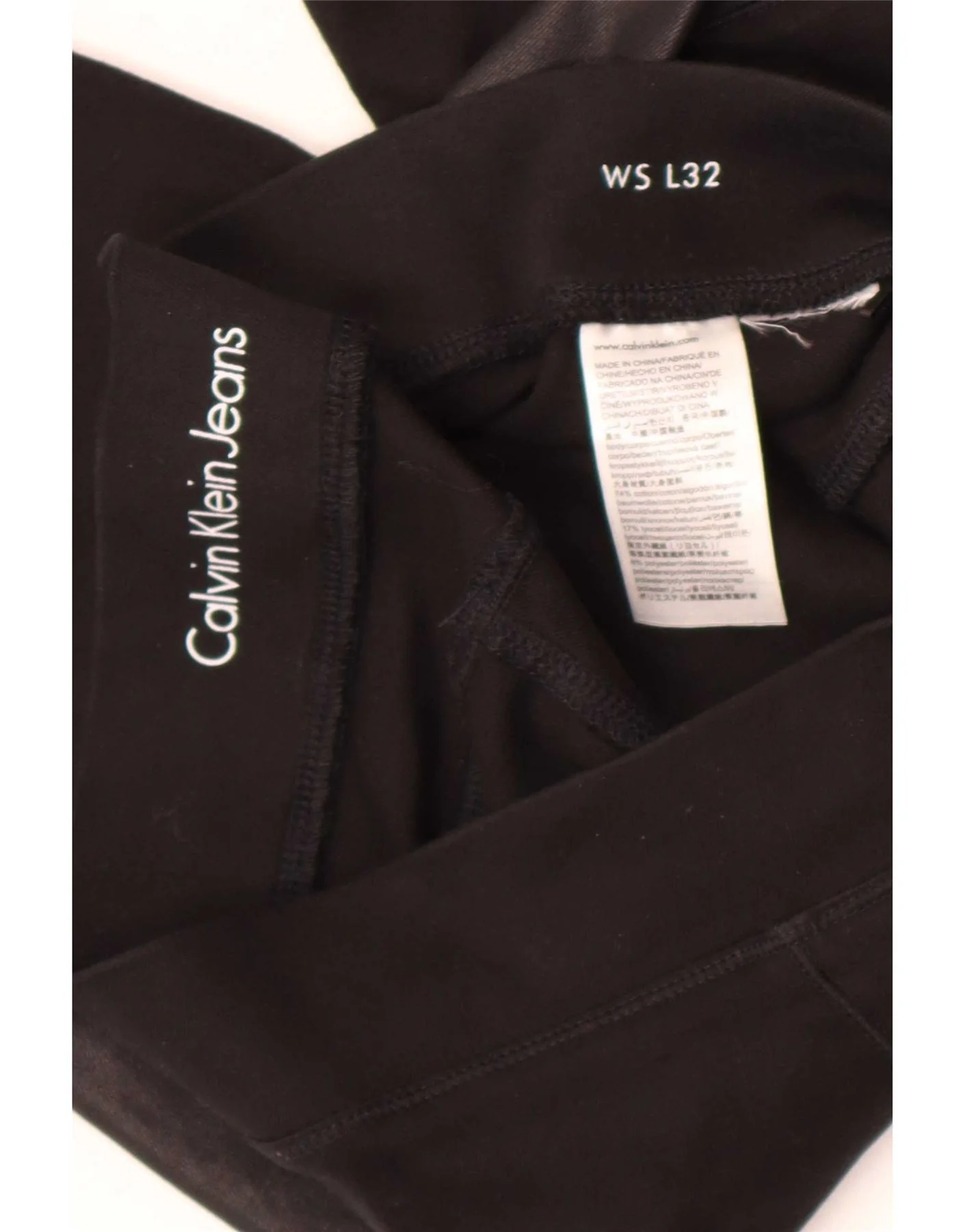 Calvin Klein Jeans Womens Graphic Leggings UK 10 Small Black Colourblock - Image 3