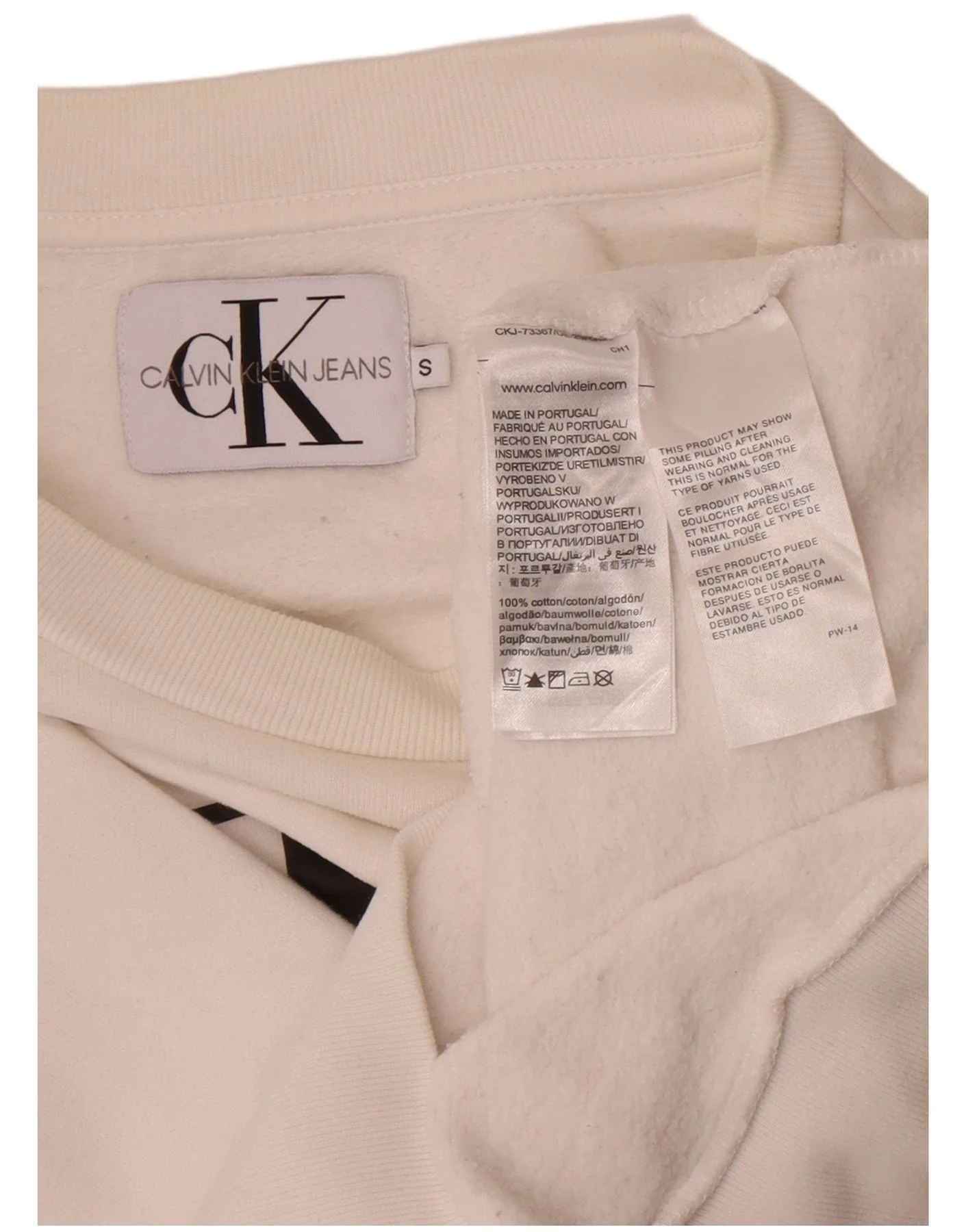 Calvin Klein Jeans Womens Graphic Sweatshirt Jumper UK 10 Small White - Image 6