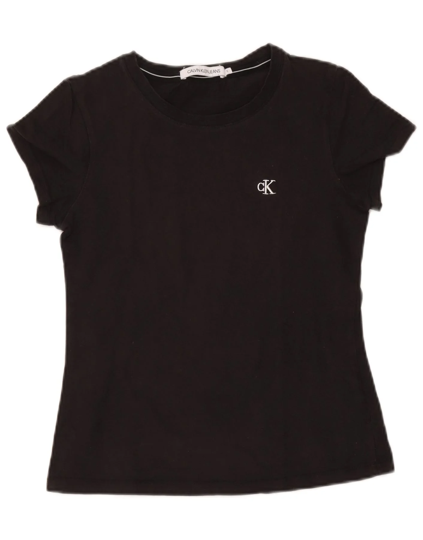 Calvin Klein Jeans Womens T-Shirt Top UK 10 Small Black Cotton