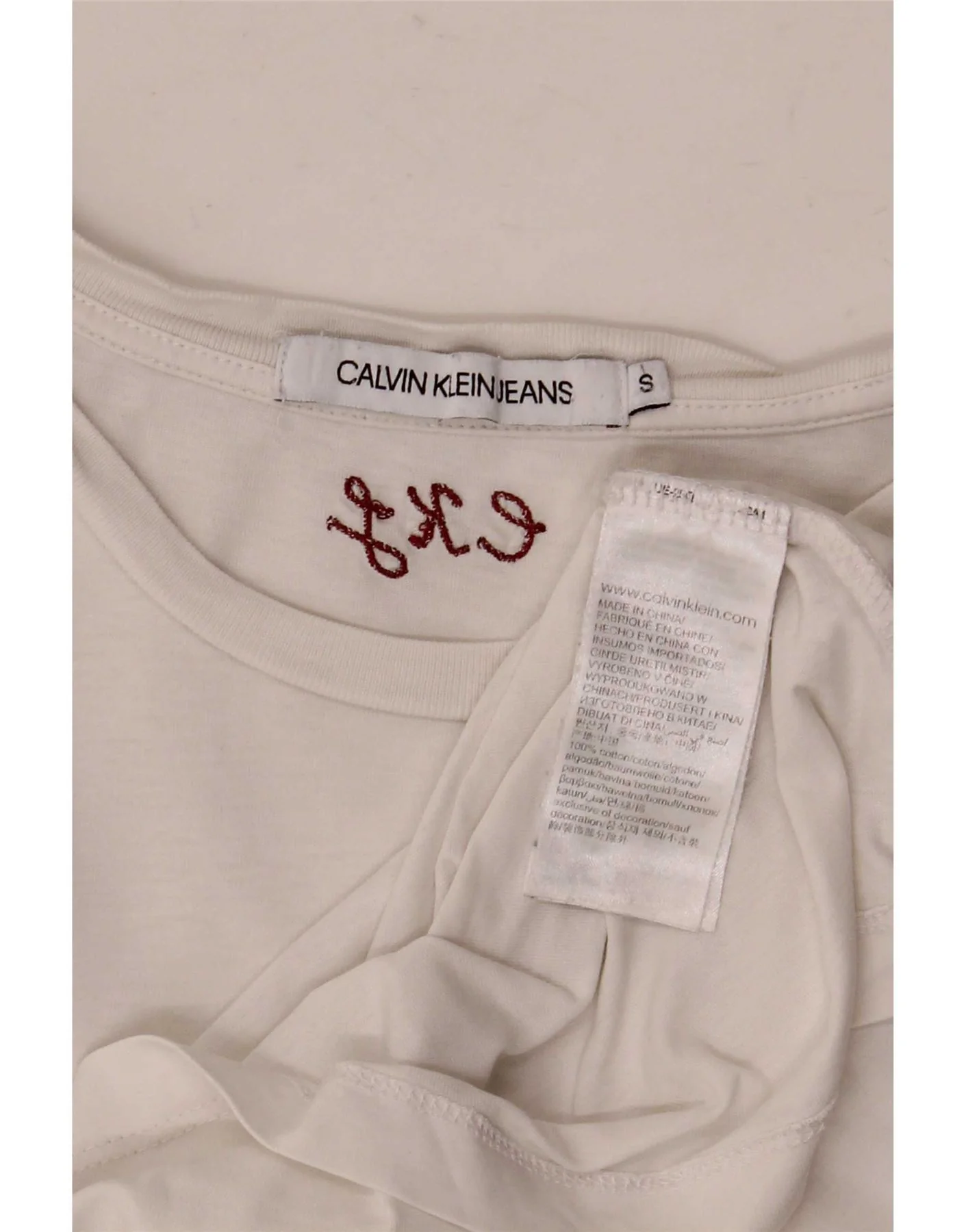 Calvin Klein Jeans Womens T-Shirt Top UK 8 Small White Cotton - Image 4