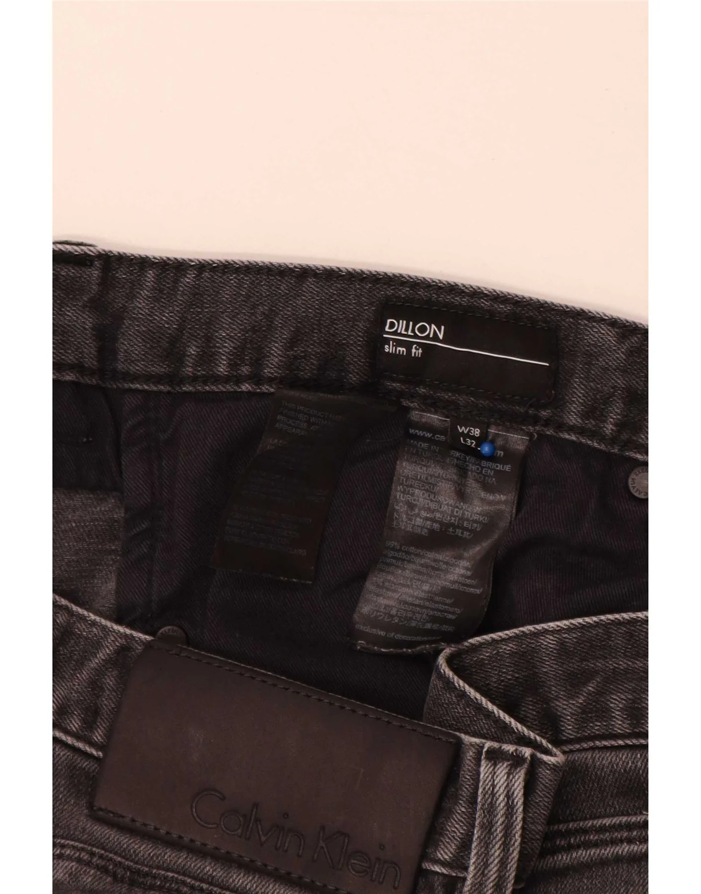 Calvin Klein Mens Dillon Slim Jeans W38 L32 Grey Cotton - Image 3