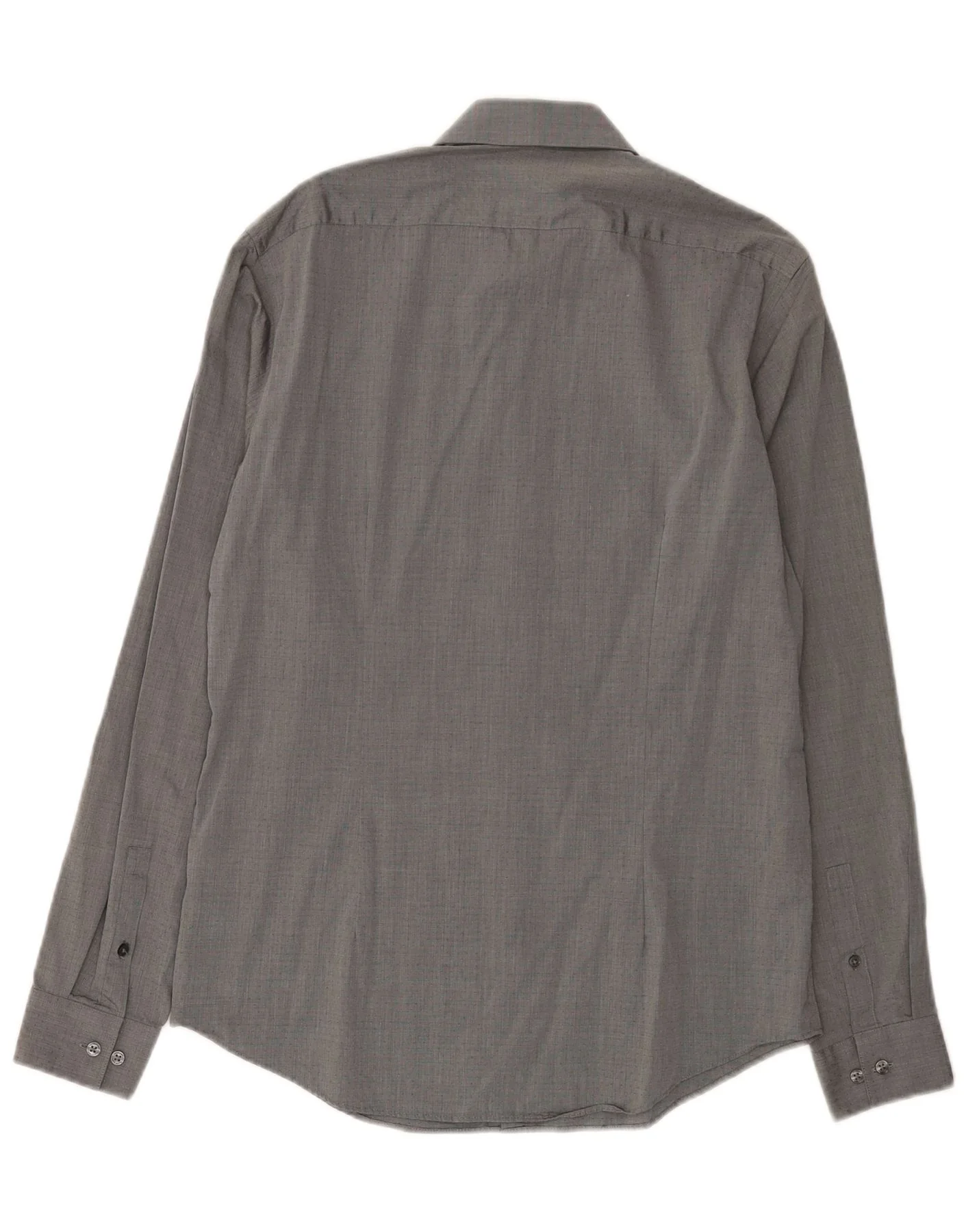 Calvin Klein Mens Fitted Shirt Size 39 15 1/2 Medium Grey Spotted Cotton - Image 2