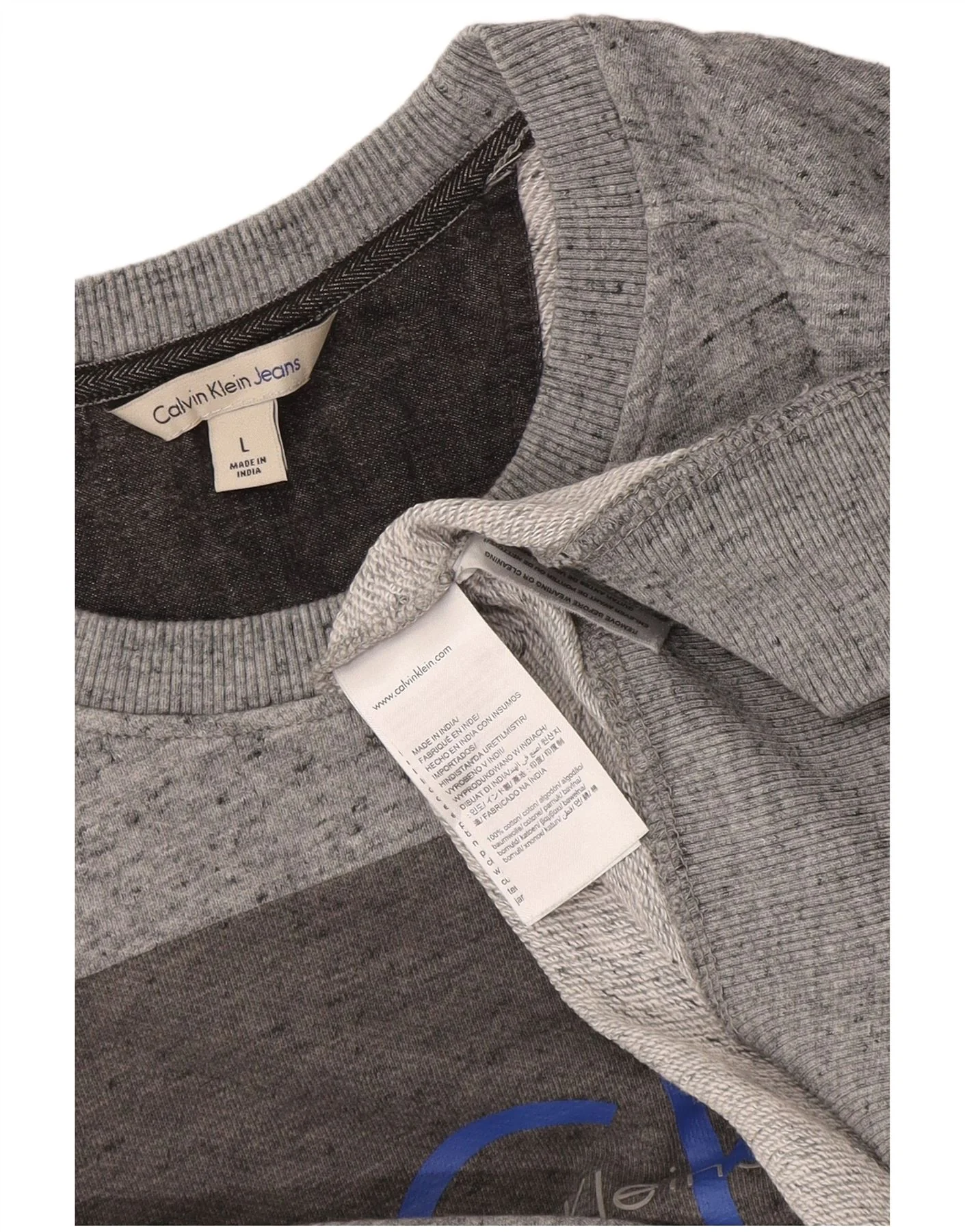 Calvin Klein Mens Graphic Crew Neck Jumper Sweater Large Grey Flecked - Image 3