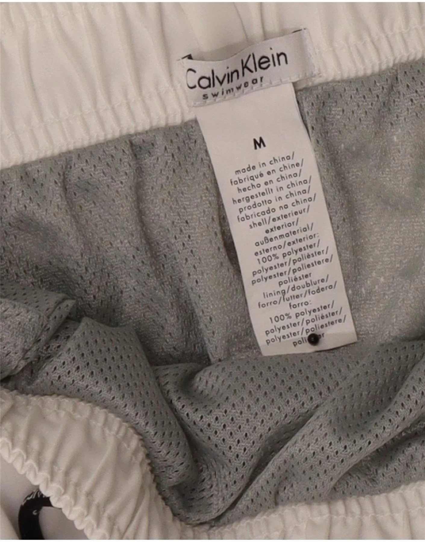 Calvin Klein Mens Graphic Swimming Shorts Medium White Colourblock - Image 4